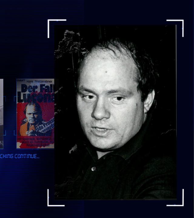 Schwarz-Weiß-Portraitfoto eines mittelalten Mannes mit schwarzen, kurzen Haaren. Links daneben: Lichtschematische Darstellung eines Fingerabdrucks.