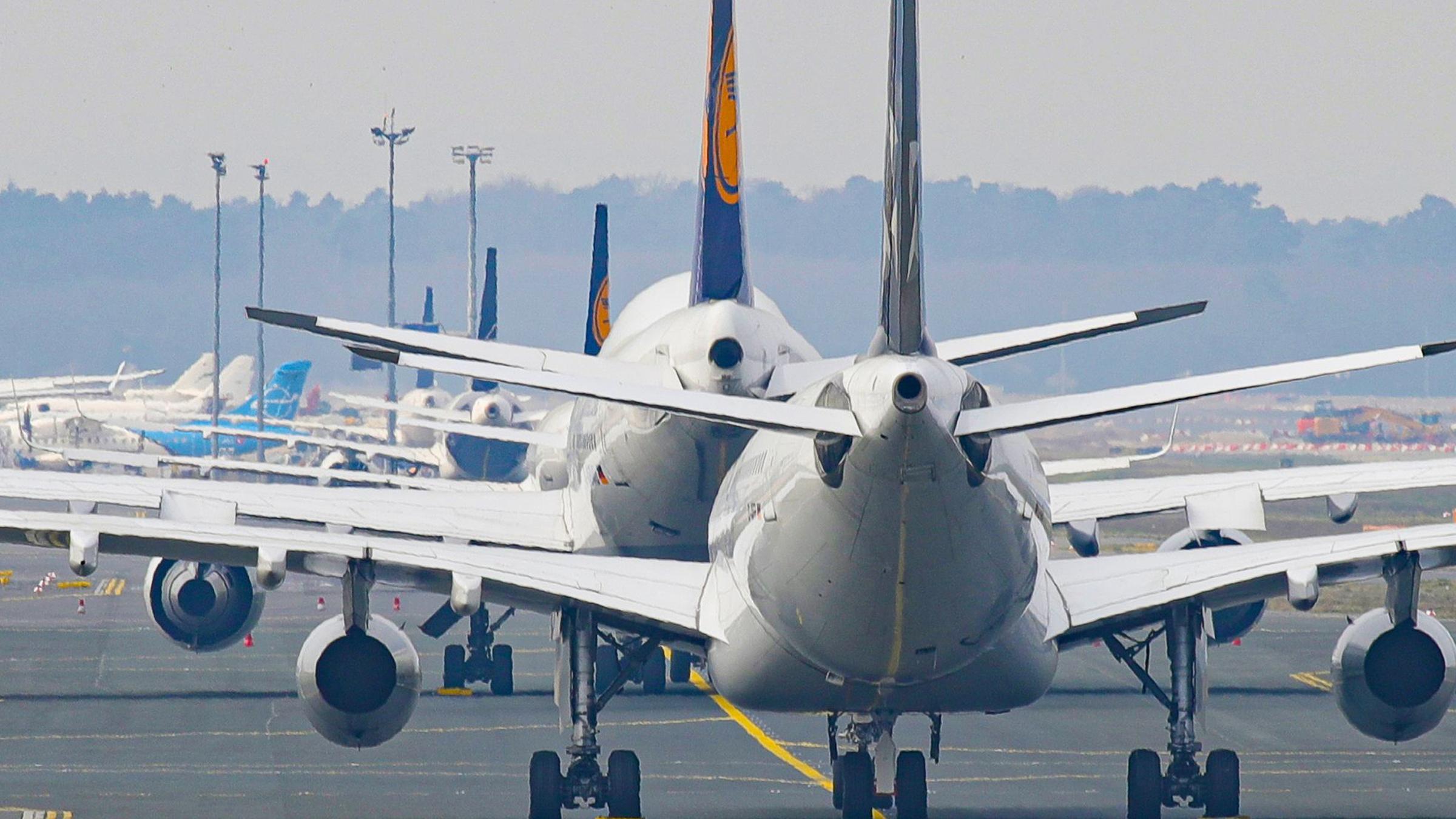 Passagiermaschinen der Fluglinie Lufthansa am 20.03.2020 am Flughafen Frankfurt