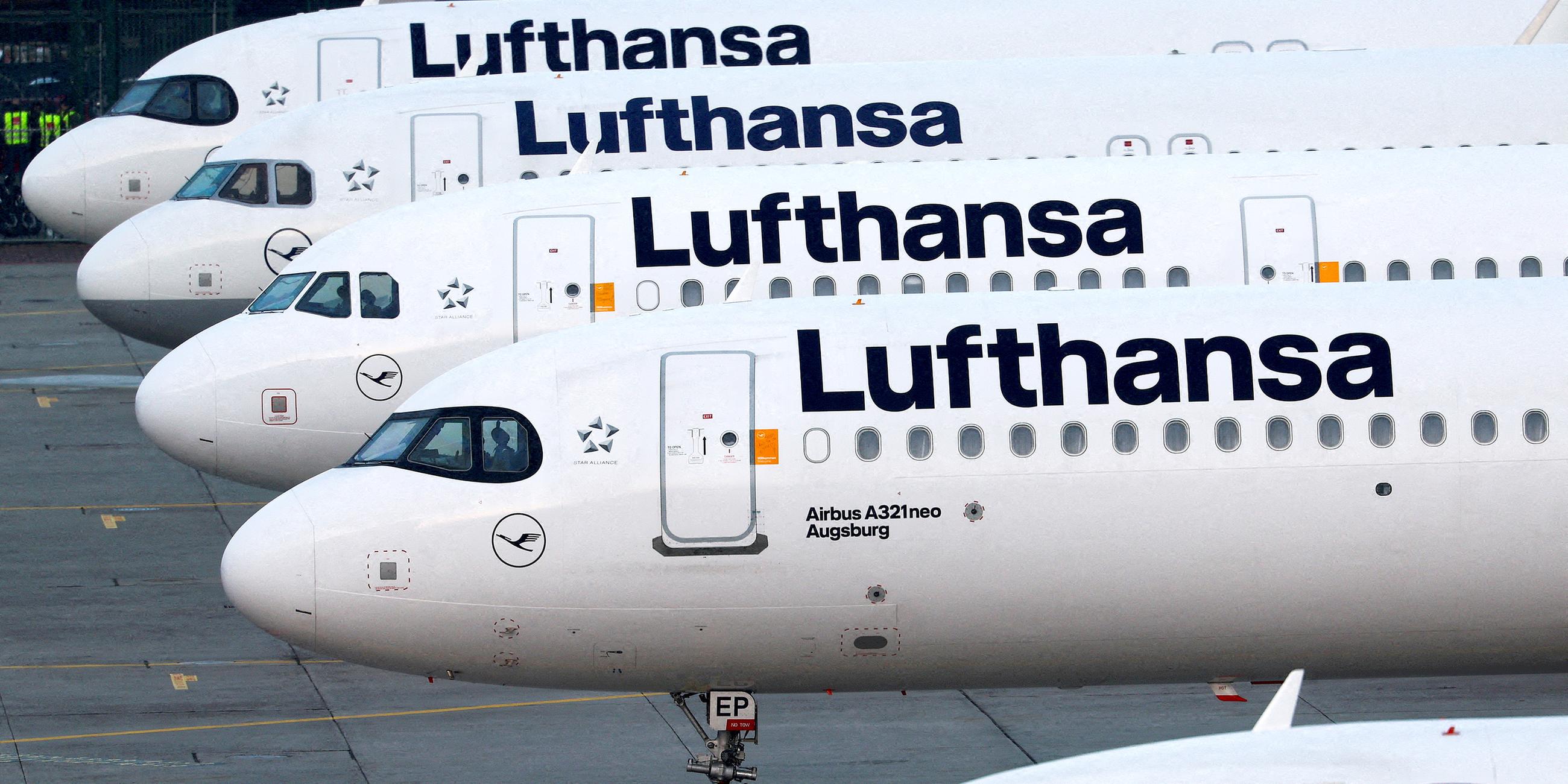 Flugzeuge der Lufthansa am Flughafen Frankfurt