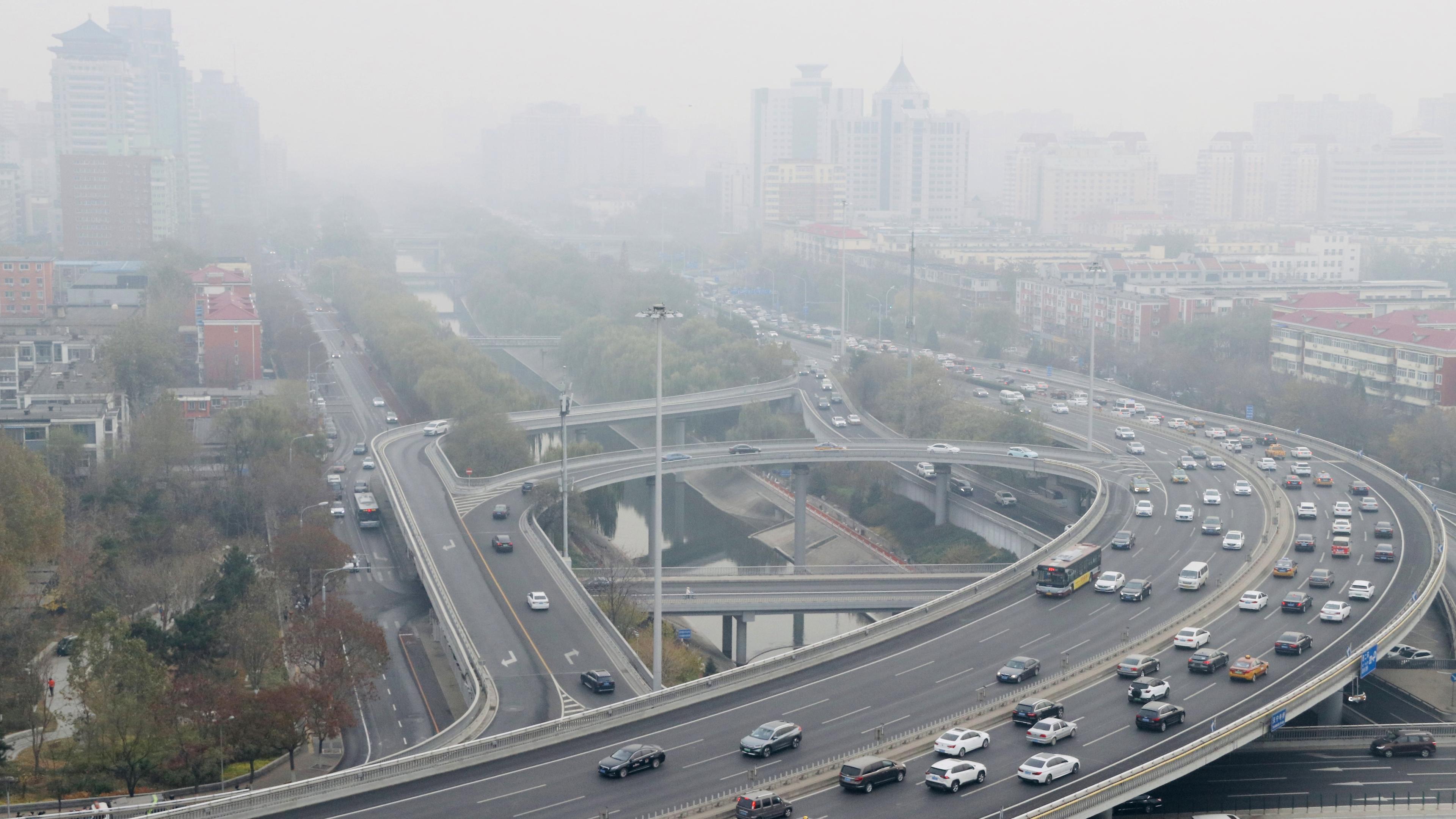 Luftverschmutzung in Peking China, aufgenommen am 18.11.2021