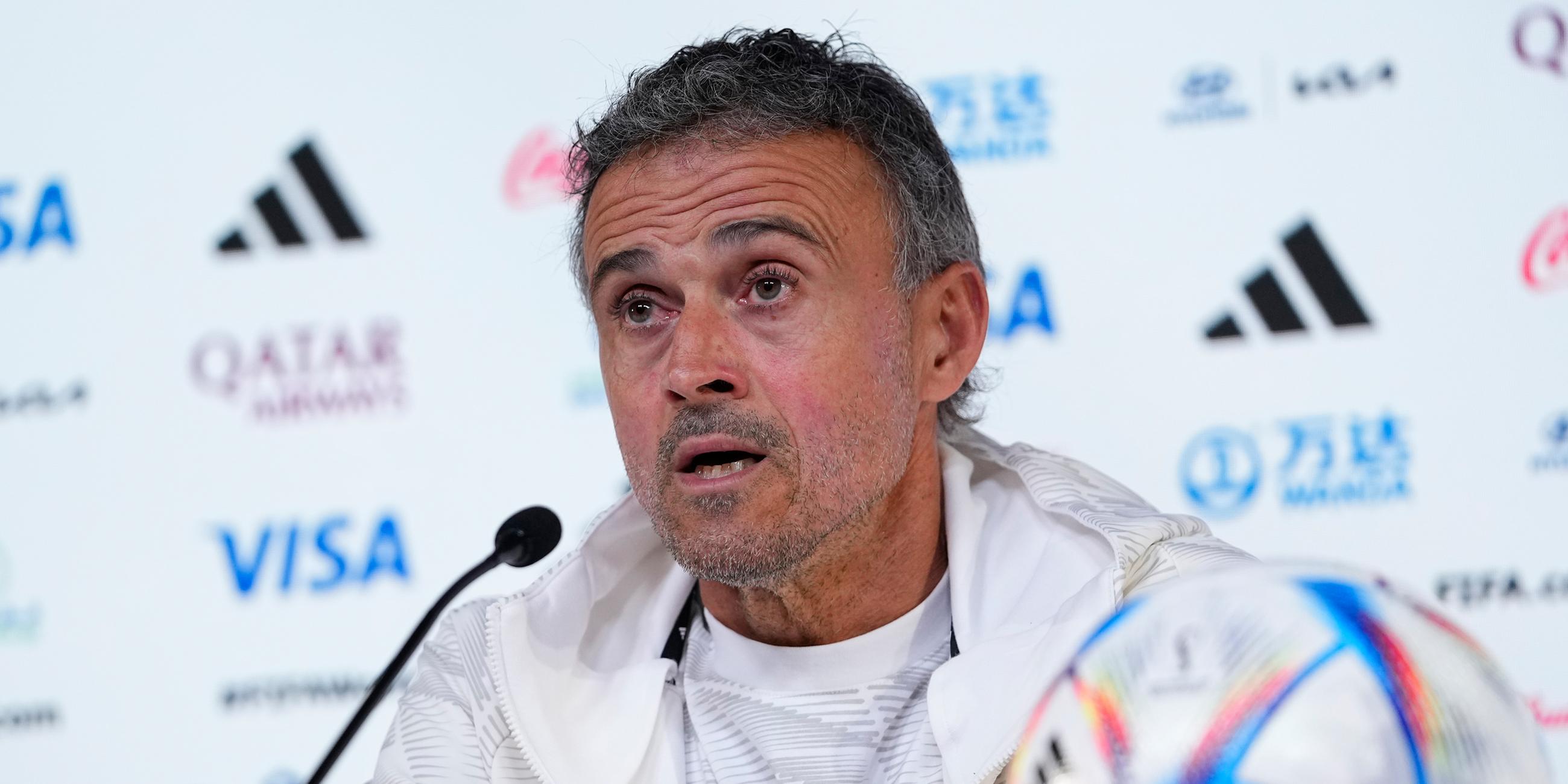 26.11.2022, Trainer der spanischen Nationalmanschaft Luis Enrique in einer Pressekonferenz in Doha, Katar. Spanien spielt am 27. November gegen Deutschland.