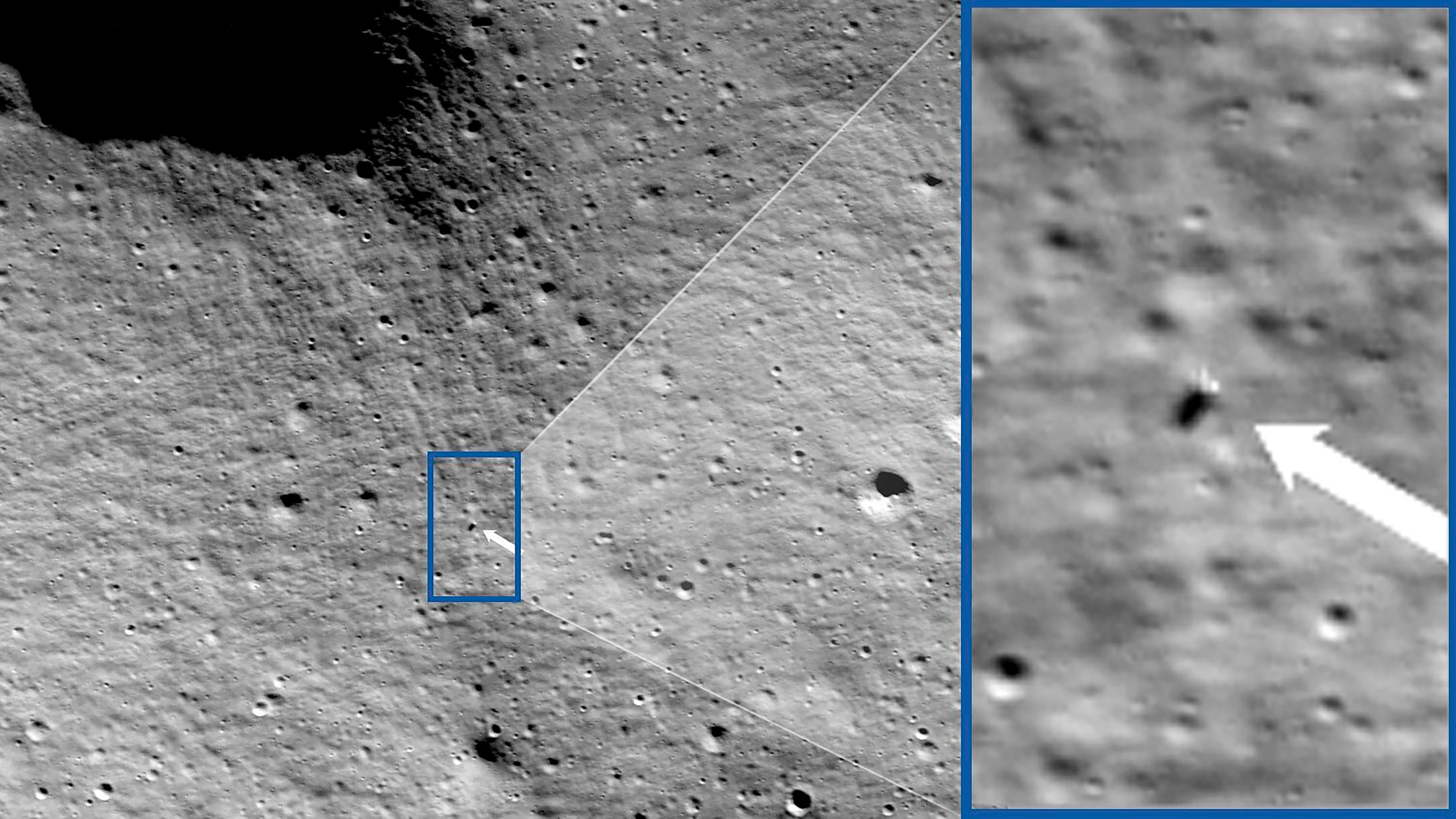 Diese von der NASA zur Verfügung gestellten Fotos zeigen Bilder des NASA-Kamerateams des "Lunar Reconnaissance Orbiter", die bestätigen, dass Odysseus seine Landung abgeschlossen hat.