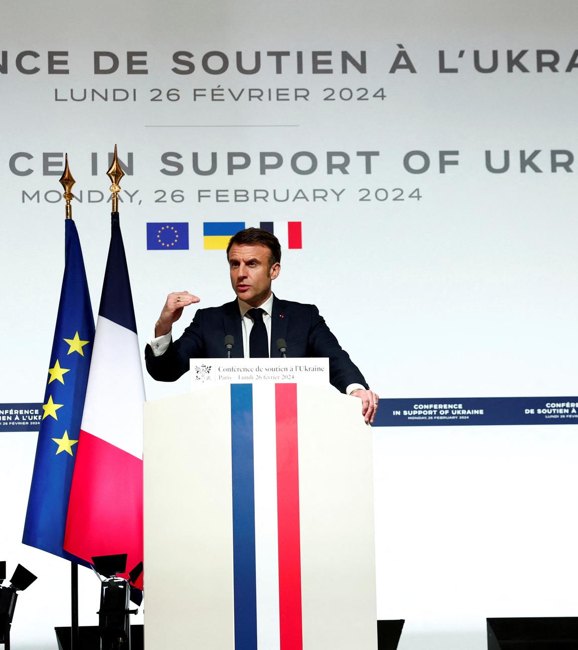 Emmanuel Macron, Präsident von Frankreich, spricht während einer Pressekonferenz im Elysee-Palast.