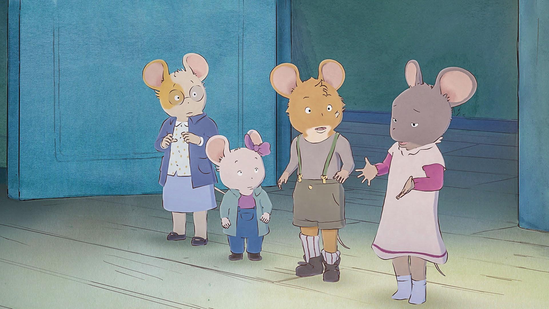 Melusine, Margotine, Mandarine und Celestine stehen im Haus von Madame Tulipe und wollen die Mäusefallen entschärfen, die sie überall aufgestellt hat.