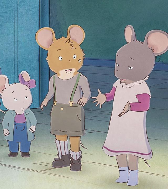 Melusine, Margotine, Mandarine und Celestine stehen im Haus von Madame Tulipe und wollen die Mäusefallen entschärfen, die sie überall aufgestellt hat.