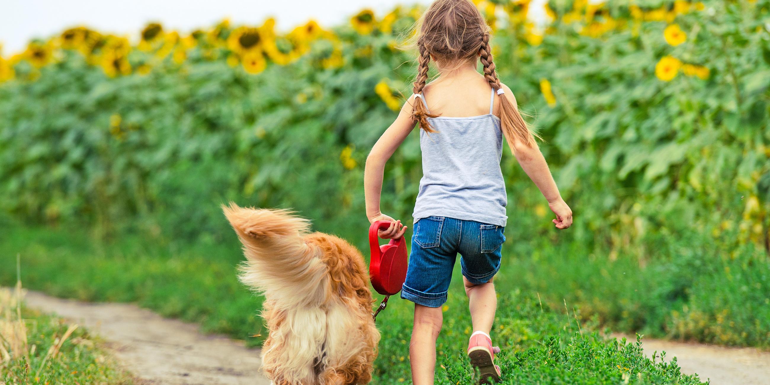Symbolbild: Mädchen geht mit Hund spazieren