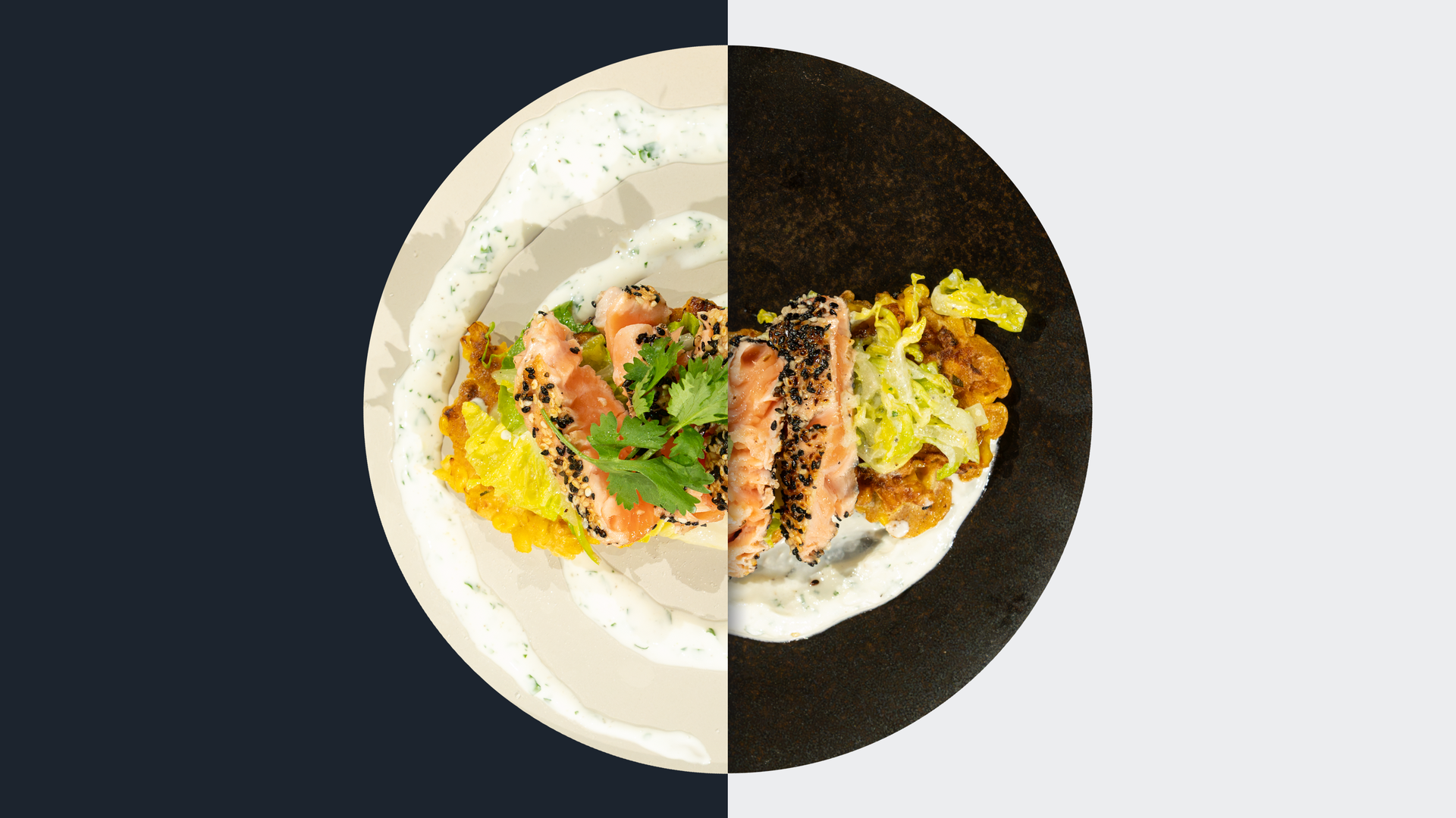 Mais-Limetten-Puffer mit Lachs-Tataki