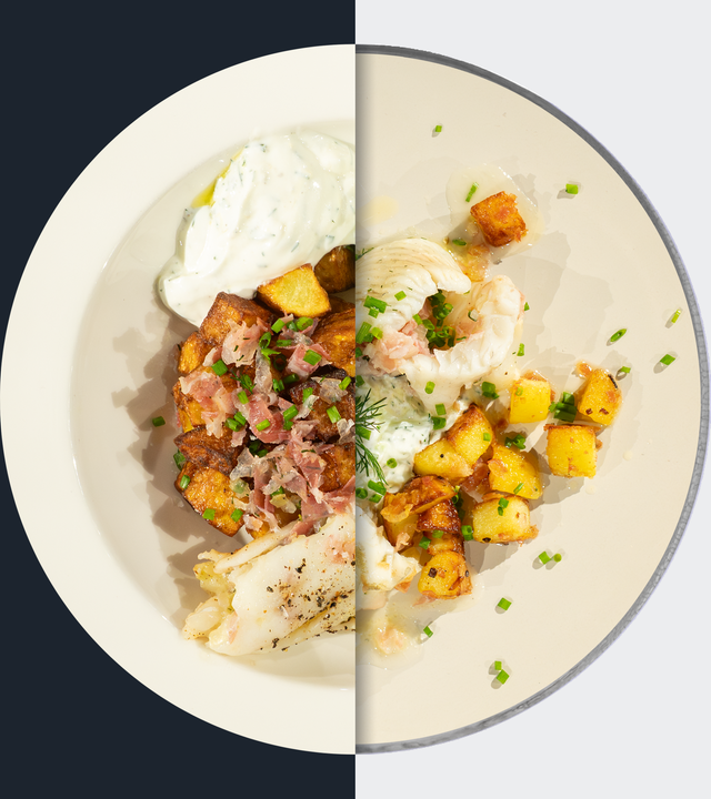 Maischolle all’italiano mit Bratkartoffelwürfeln 