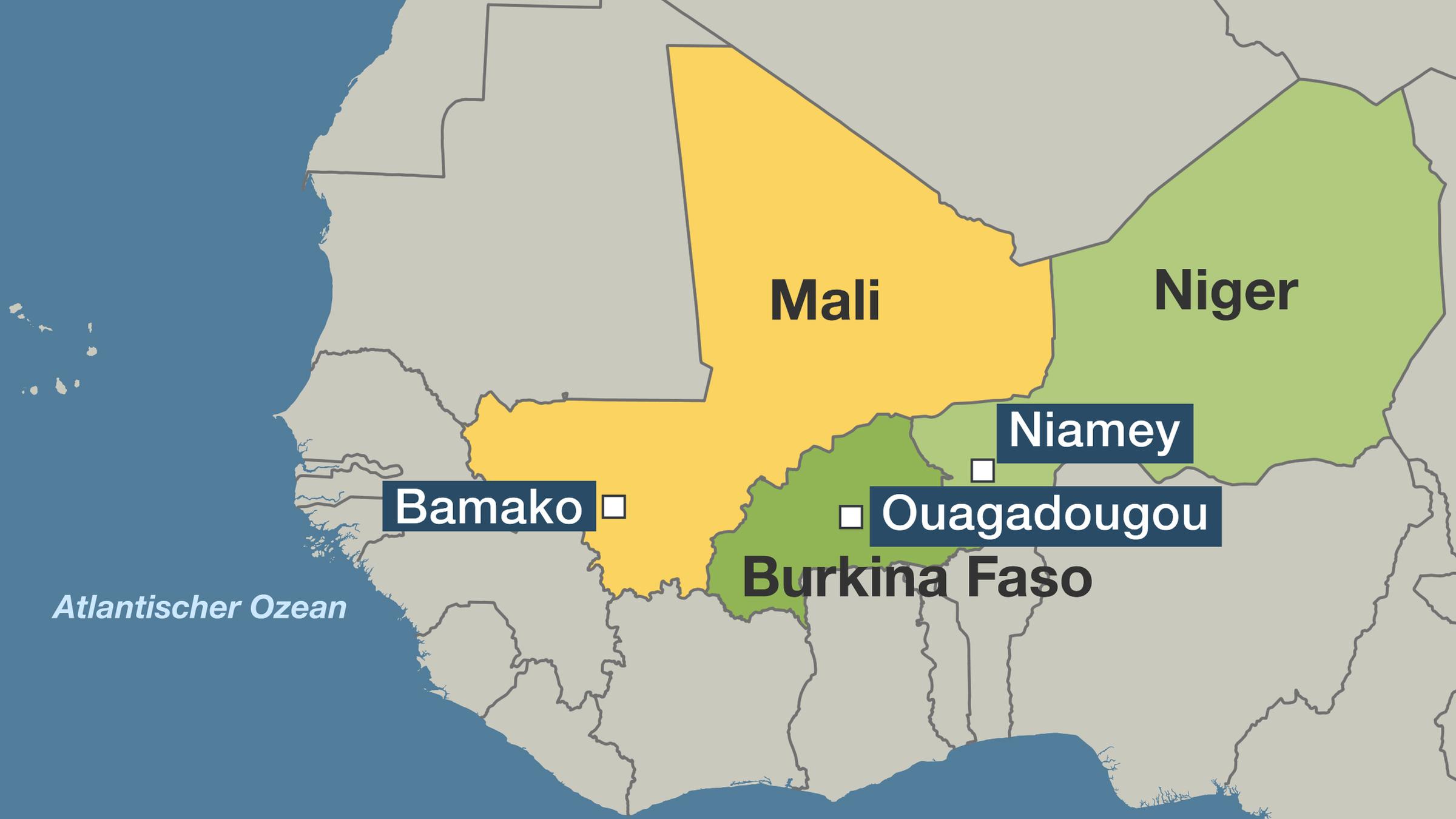 Karte: Mali - Burkina Faso - Niger