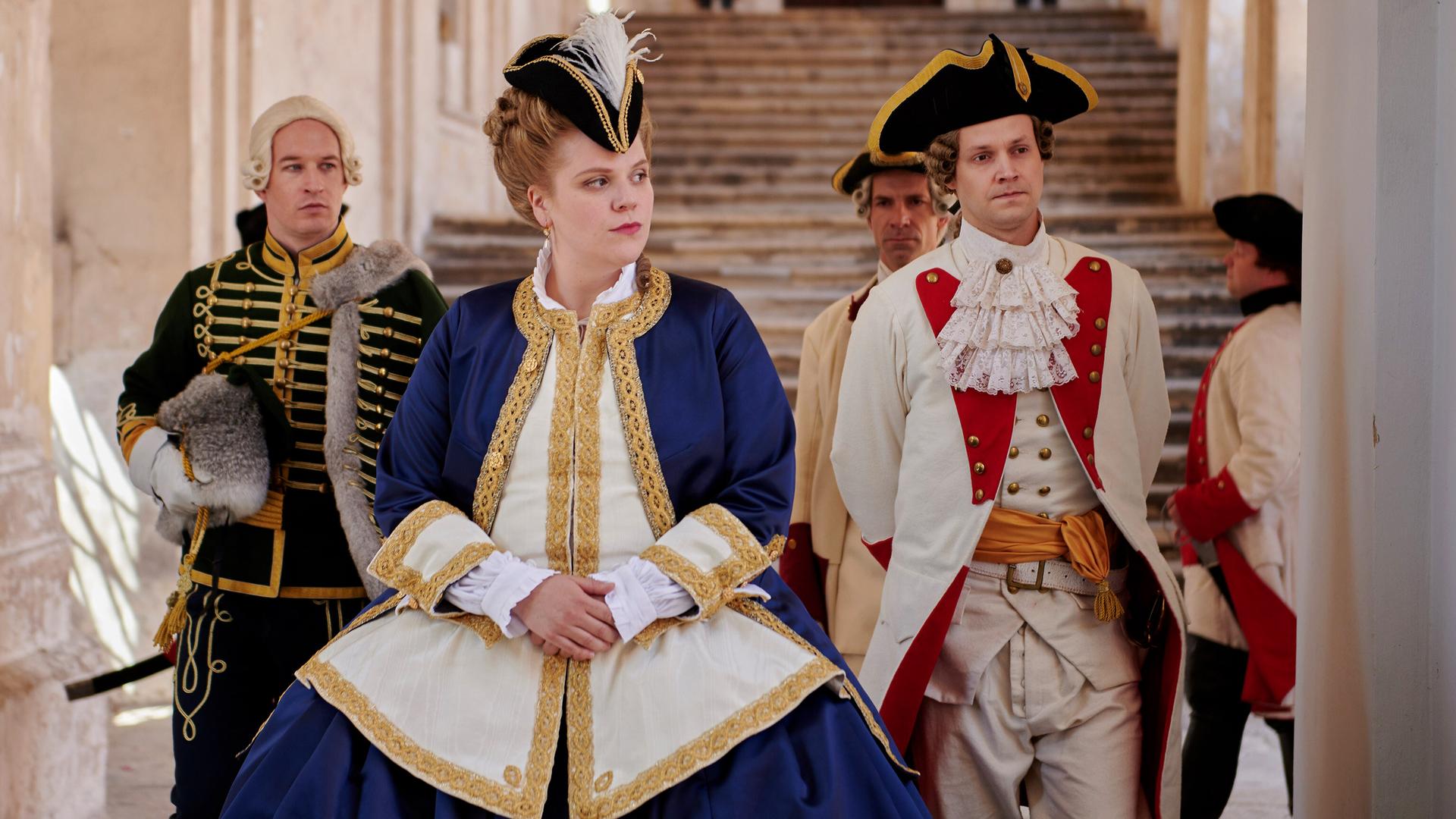 Roman Poláčik (Captain Hádik), Stefanie Reinsperger (Maria Theresia), Bořek Joura (Karl Alexander von Lothringen).