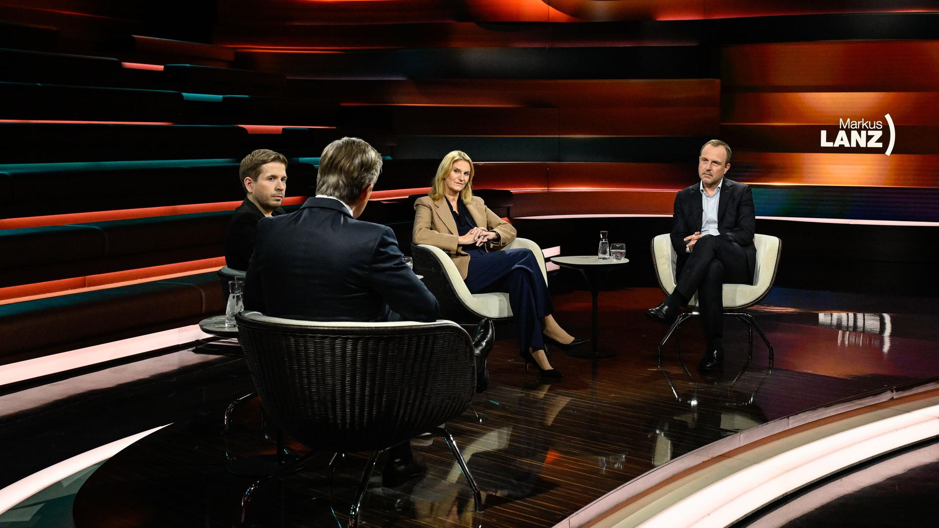 Markus Lanz vom 11. Dezember 2025: Kevin Kühnert, Markus Lanz, Kerstin Münstermann, Peter R. Neumann
