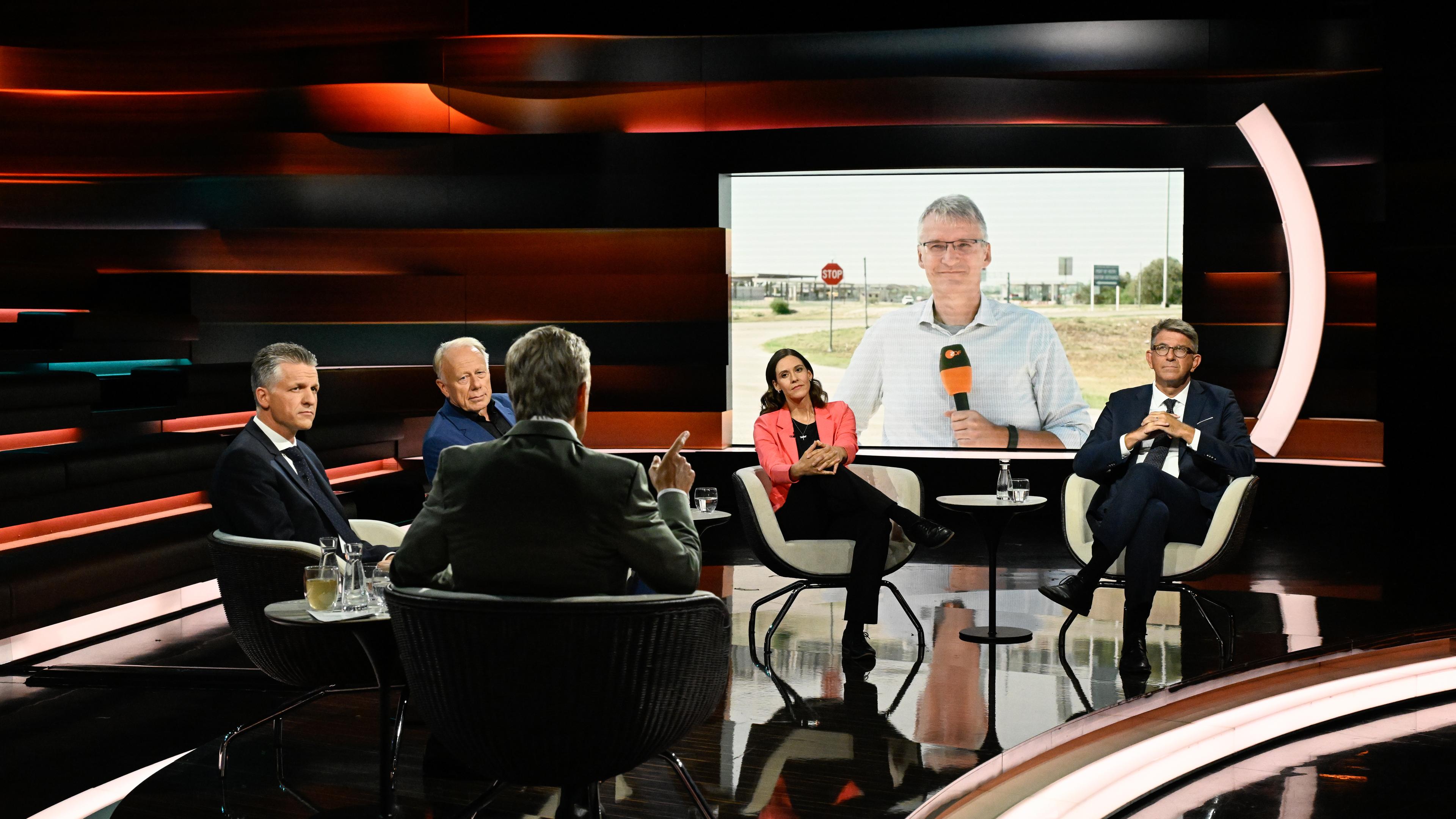 Markus Lanz vom 11. September 2024: Markus Lanz, Jürgen Trittin, Thorsten Frei, Victoria Rietig, Wolfram Weimer, Elmar Theveßen