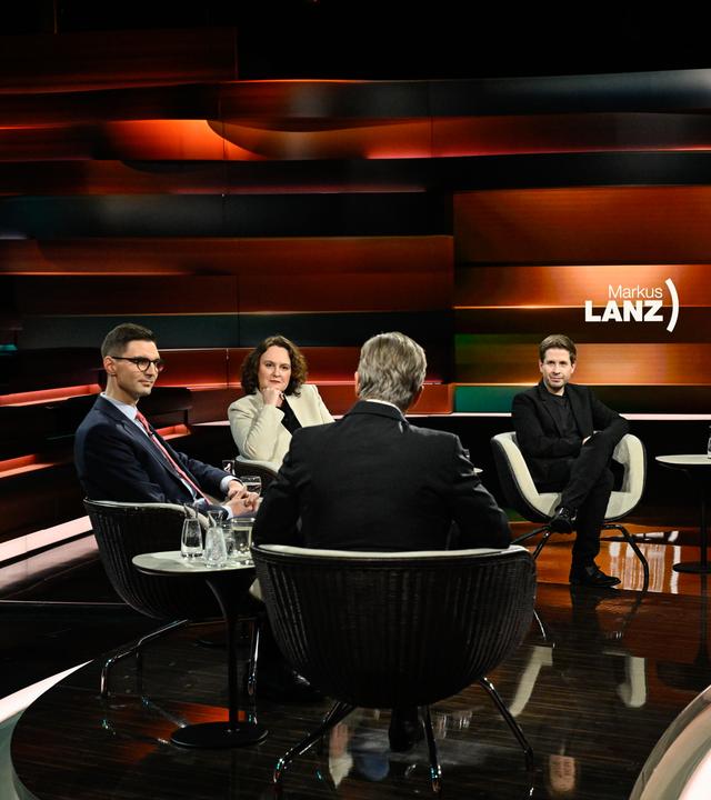 Markus Lanz vom 12. Februar 2026: Sepp Müller, Jana Hensel, Markus Lanz, Kevin Kühnert, Nicola Fuchs-Schündeln