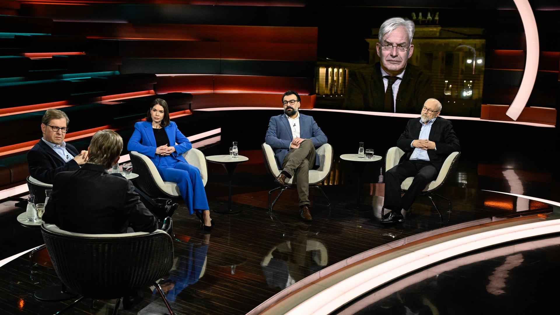 Markus Lanz von 13. Januar 2026: Ralf Stegner, Markus Lanz, Karina Mößbauer, Ali Fathollah-Nejad, Mathias Middelberg, Herfried Münkler