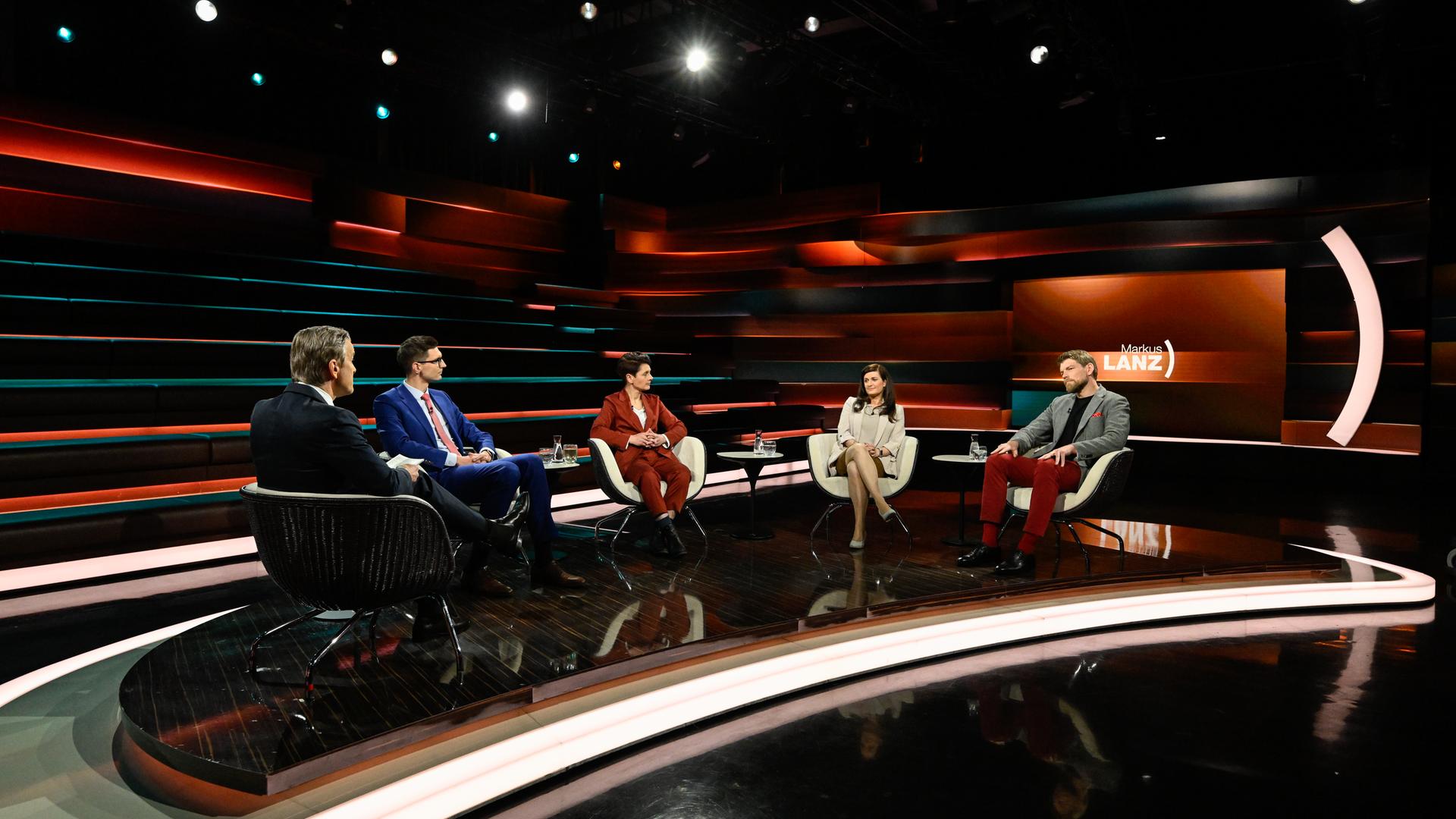 Markus Lanz vom 14. April 2026: Markus Lanz, Sepp Müller, Anna Lehmann, Azadeh Zamirirad, Moritz Brake