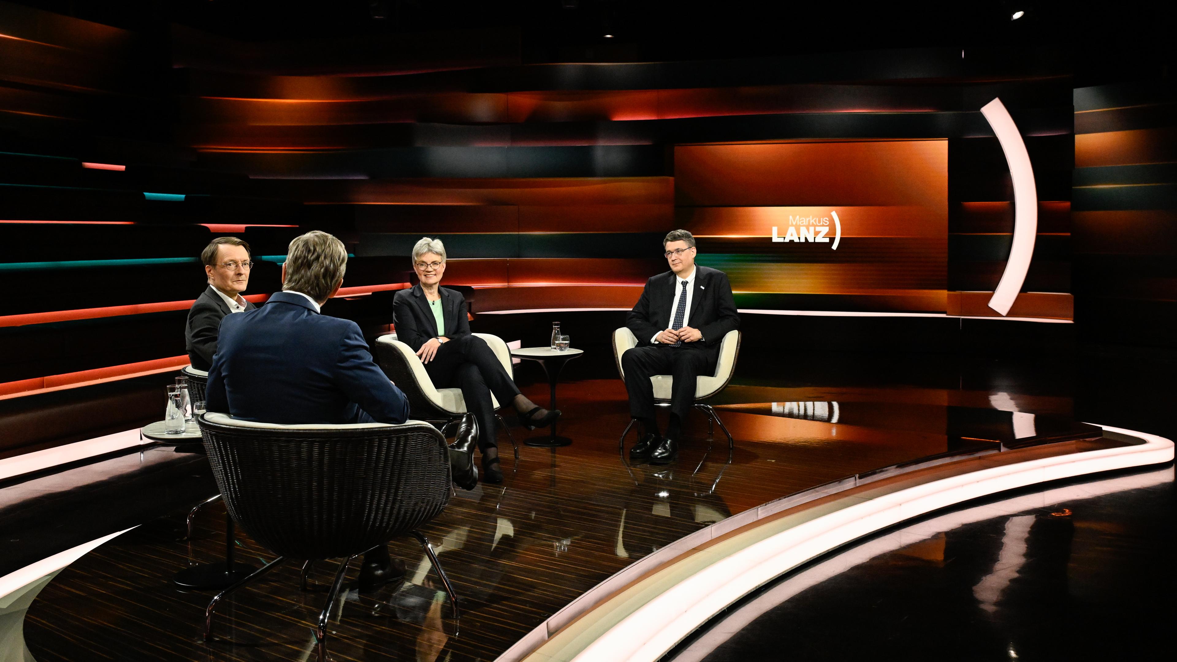 Markus Lanz vom 15. Mai 2024: Karl Lauterbach, Markus Lanz, Antje Höning, Michael Baumann