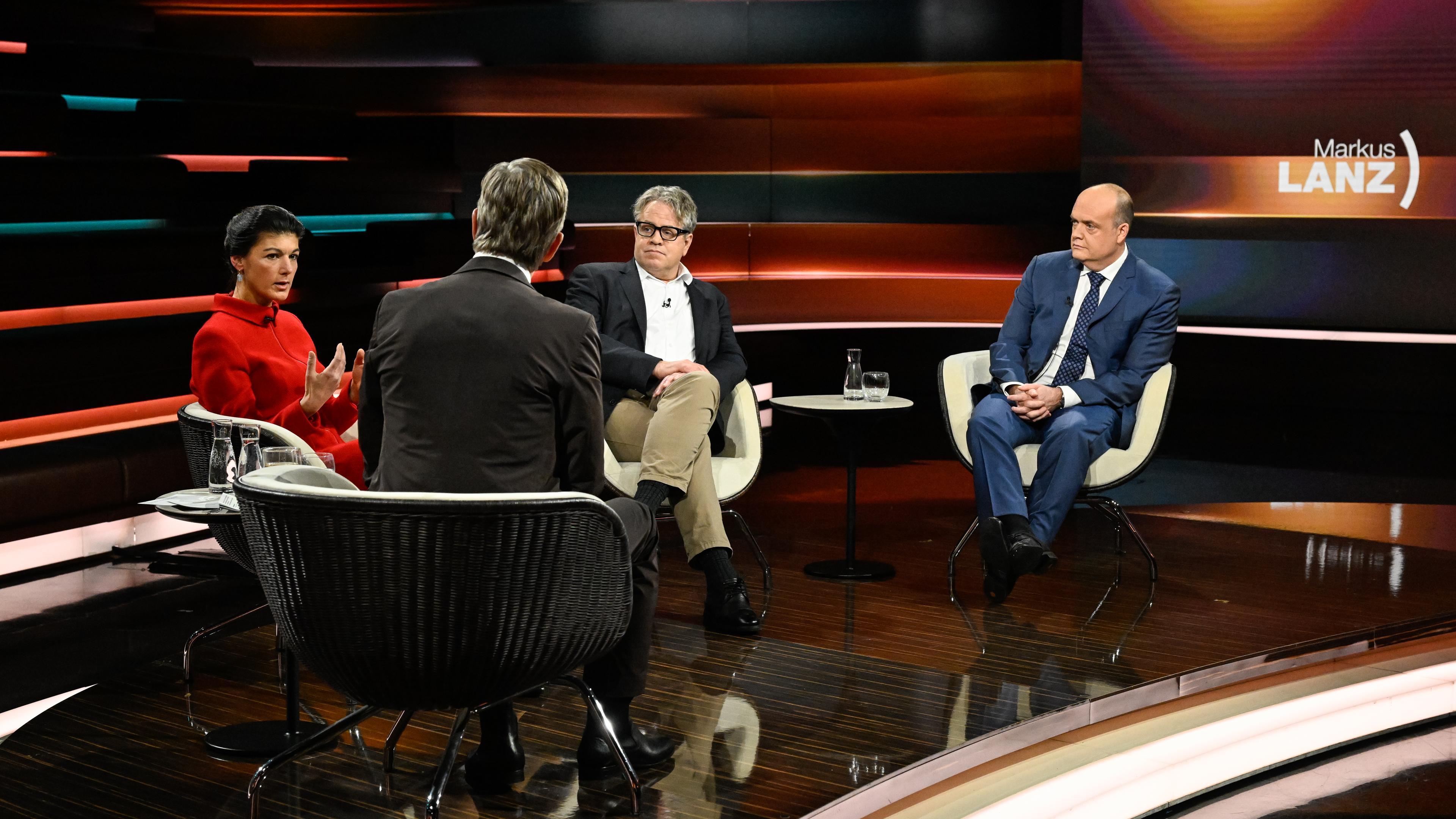 Markus Lanz vom 17. Januar 2024: Sahra Wagenknecht, Markus Lanz, Marcus Bensmann, Robin Alexander