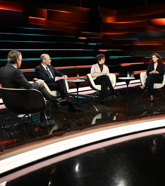 Markus Lanz vom 24. September 2025: Markus Lanz, Manfred Weber, Mariam Lau, Isabelle Schaefers und Bente Scheller