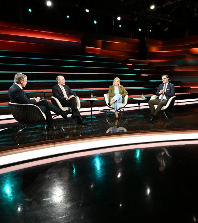 Markus Lanz vom 25. März 2026: Markus Lanz,  Manfred Weber, Eva Quadbeck, Nico Lange und Schalte: Ofer Waldman