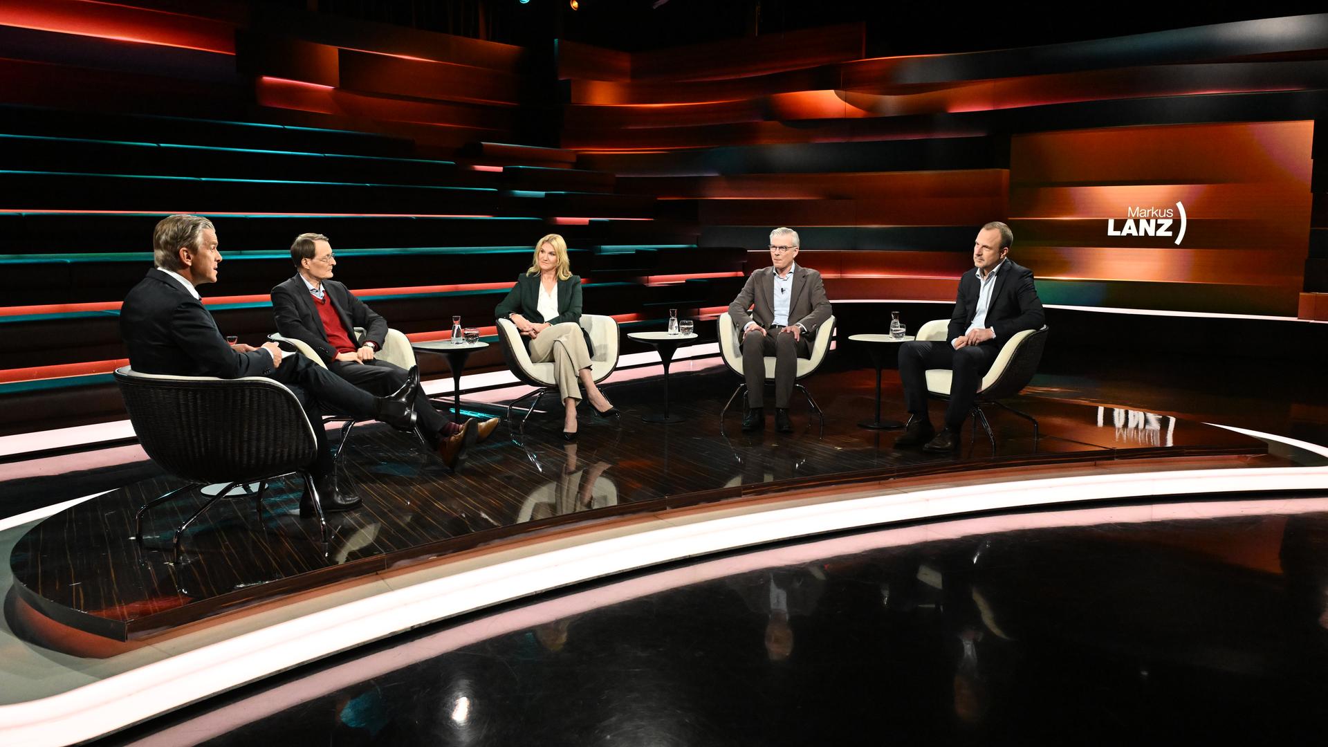 Markus Lanz vom 25. September 2025: Markus Lanz, Prof. Dr. Karl Lauterbach, Kerstin Münstermann, Prof. Dr. Martin Werding und Prof. Dr. Peter Neumann