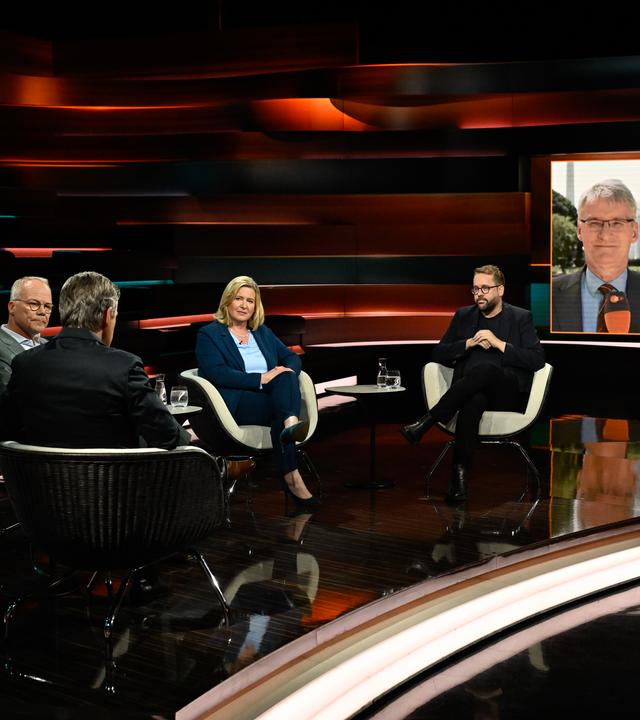 Markus Lanz vom 26. August 2025: Matthias Miersch, Markus Lanz, Eva Quadbeck, Paul Ronzheimer, Elmar Theveßen, Frederik Pleitgen 