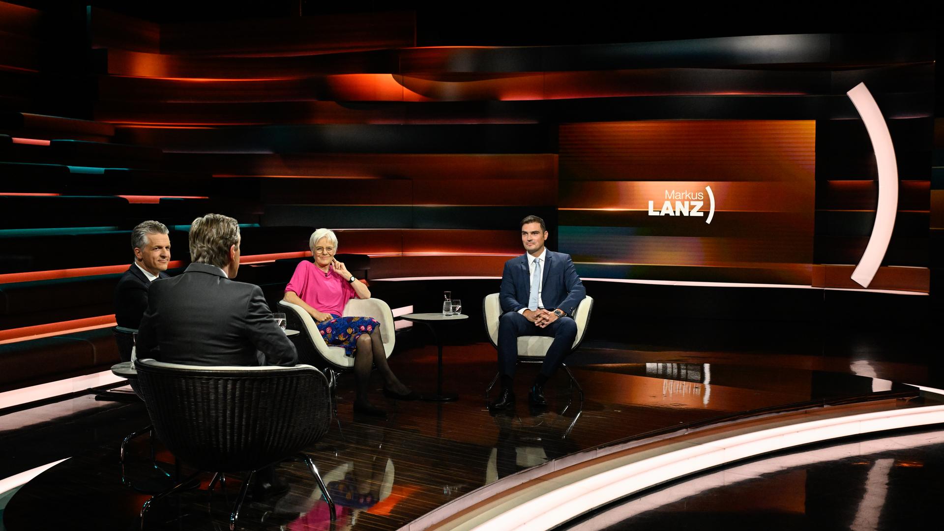Markus Lanz vom 28. August 2025: Thorsten Frei, Markus Lanz, Ulrike Herrmann, Jan Philipp Burgard