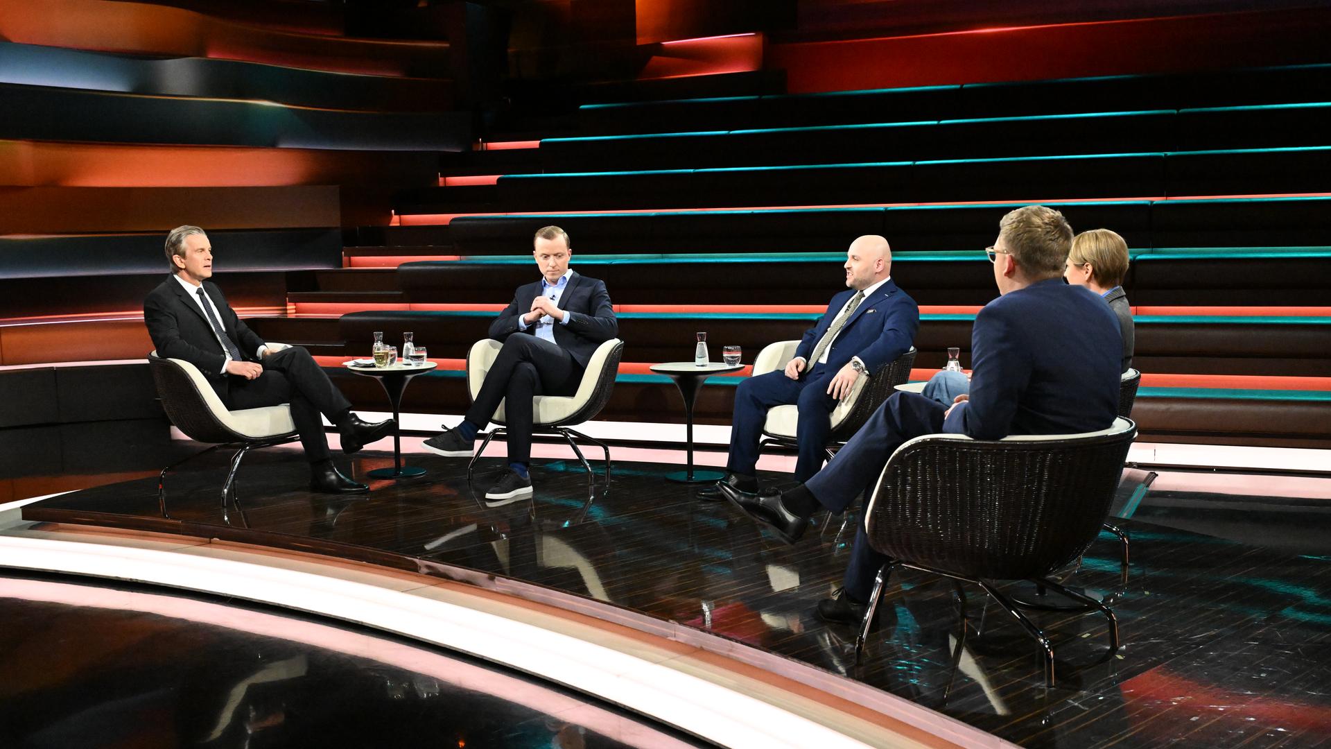 Markus Lanz vom 9. April 2026: Markus Lanz, Adis Ahmetovic, Markus Frohmaier, Jana Puglierin und Frederik Schindler