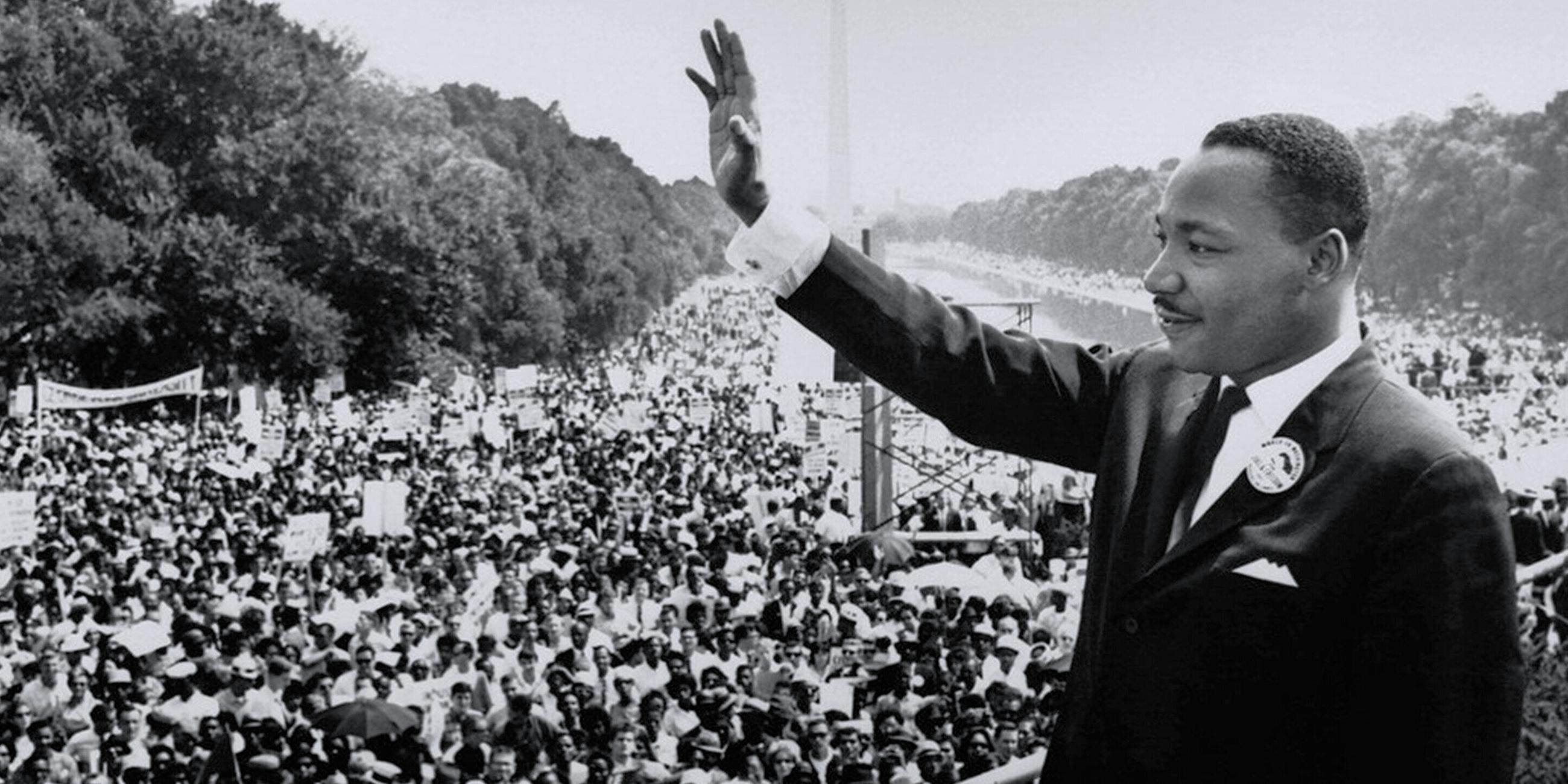 Martin Luther King Jr. während des Bürgerrechtsmarsches am 28. August 1963 in Washington