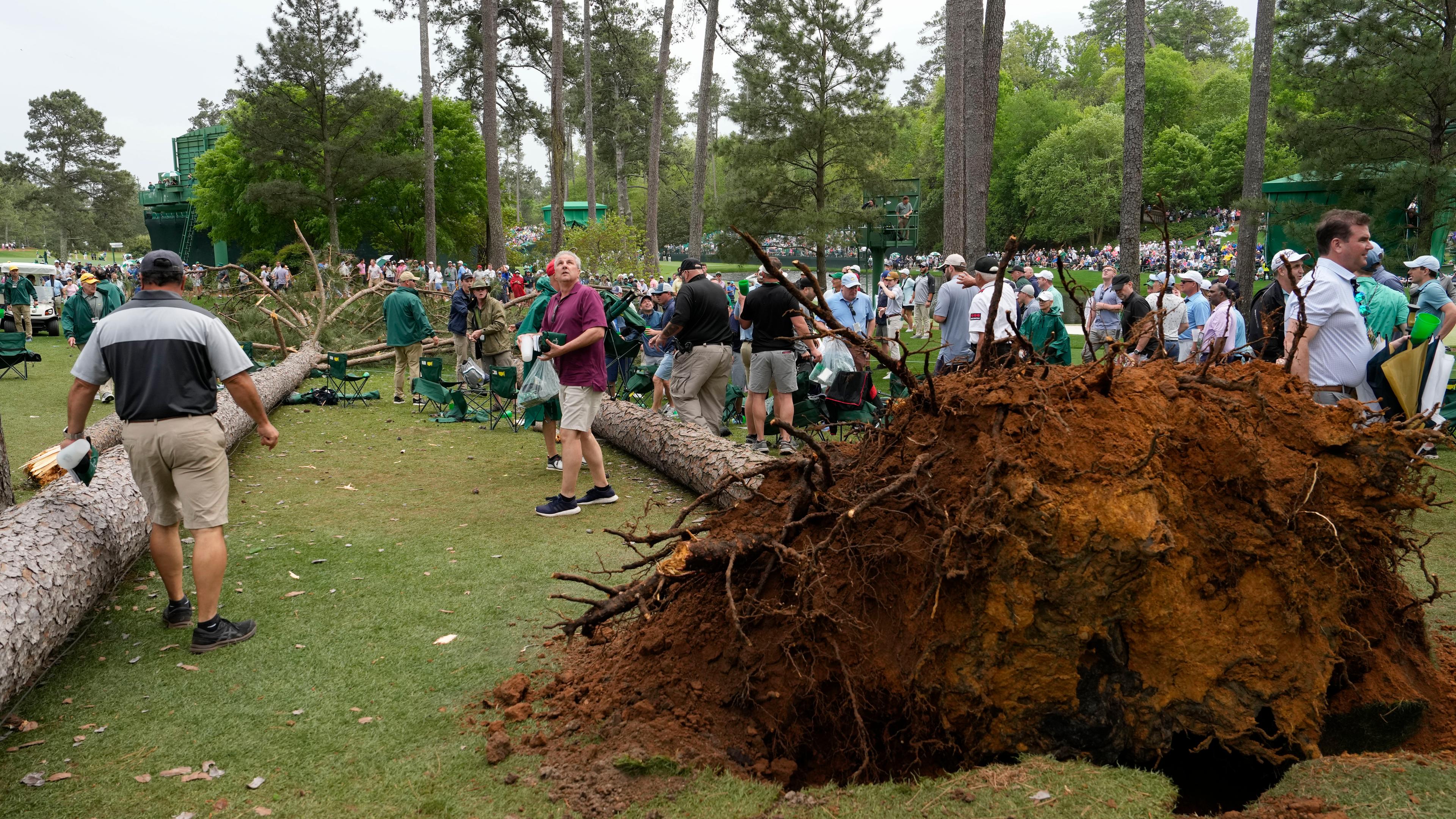 Umgestürzte Bäume beim Golfturnier in Augusta