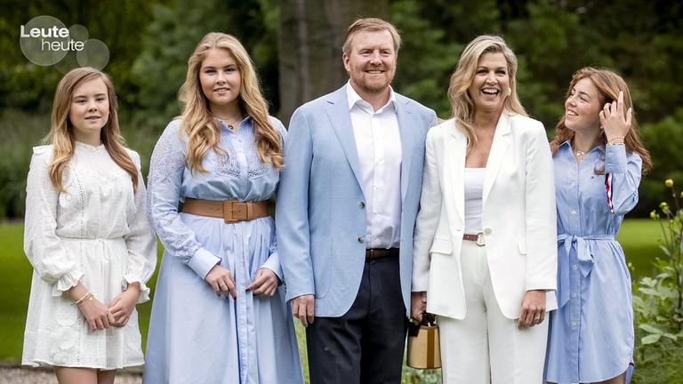 Königin Máxima, König Willem-Alexander und ihre drei Kinder, die Prinzessinnen Ariane, Amalia und Alexia im Juli 2020.