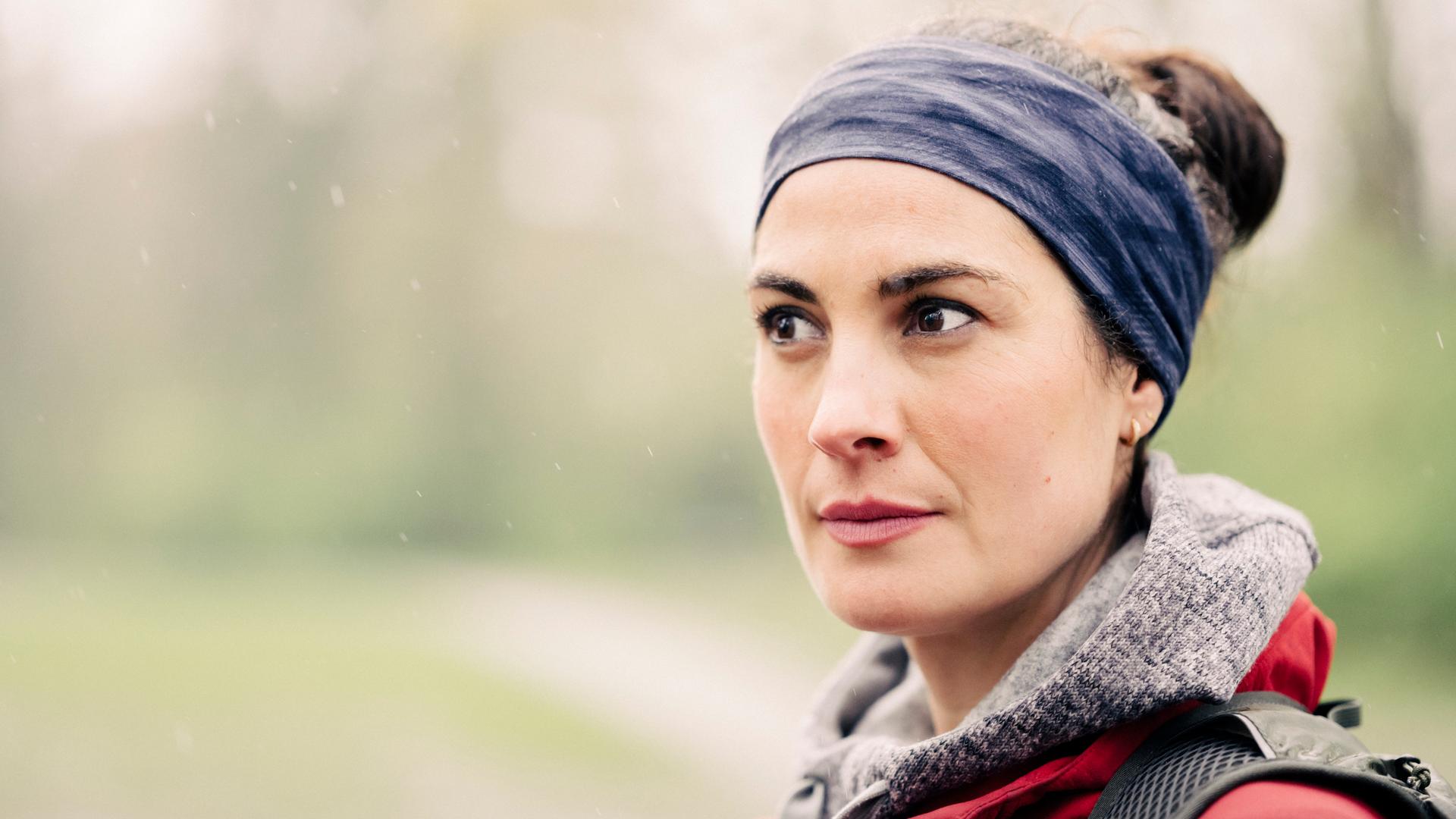 Gesicht von Läuferin Marta in Großaufnahme.