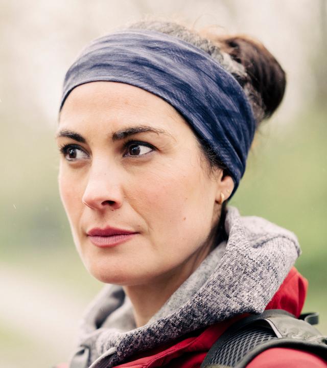 Gesicht von Läuferin Marta in Großaufnahme.