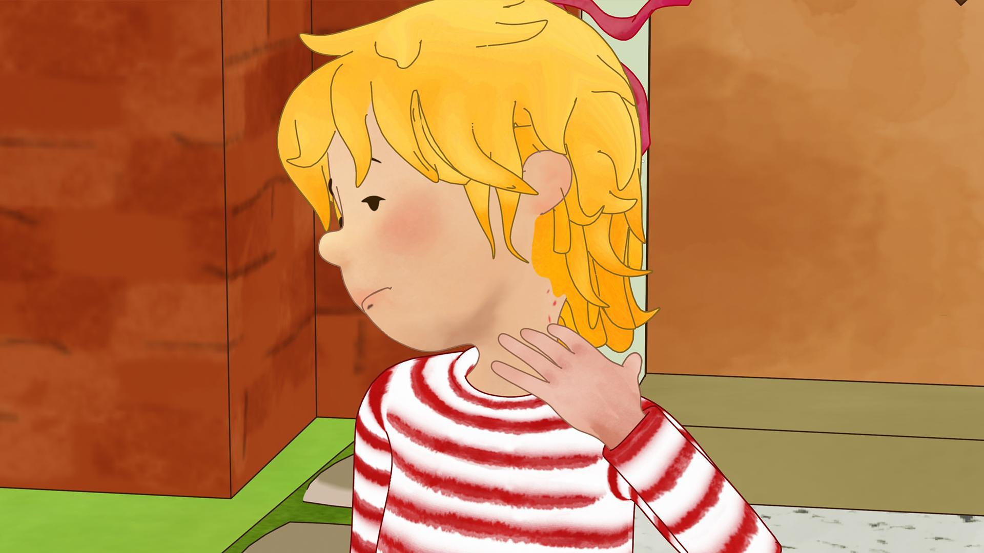 Conni juckt es andauernd am Kopf.