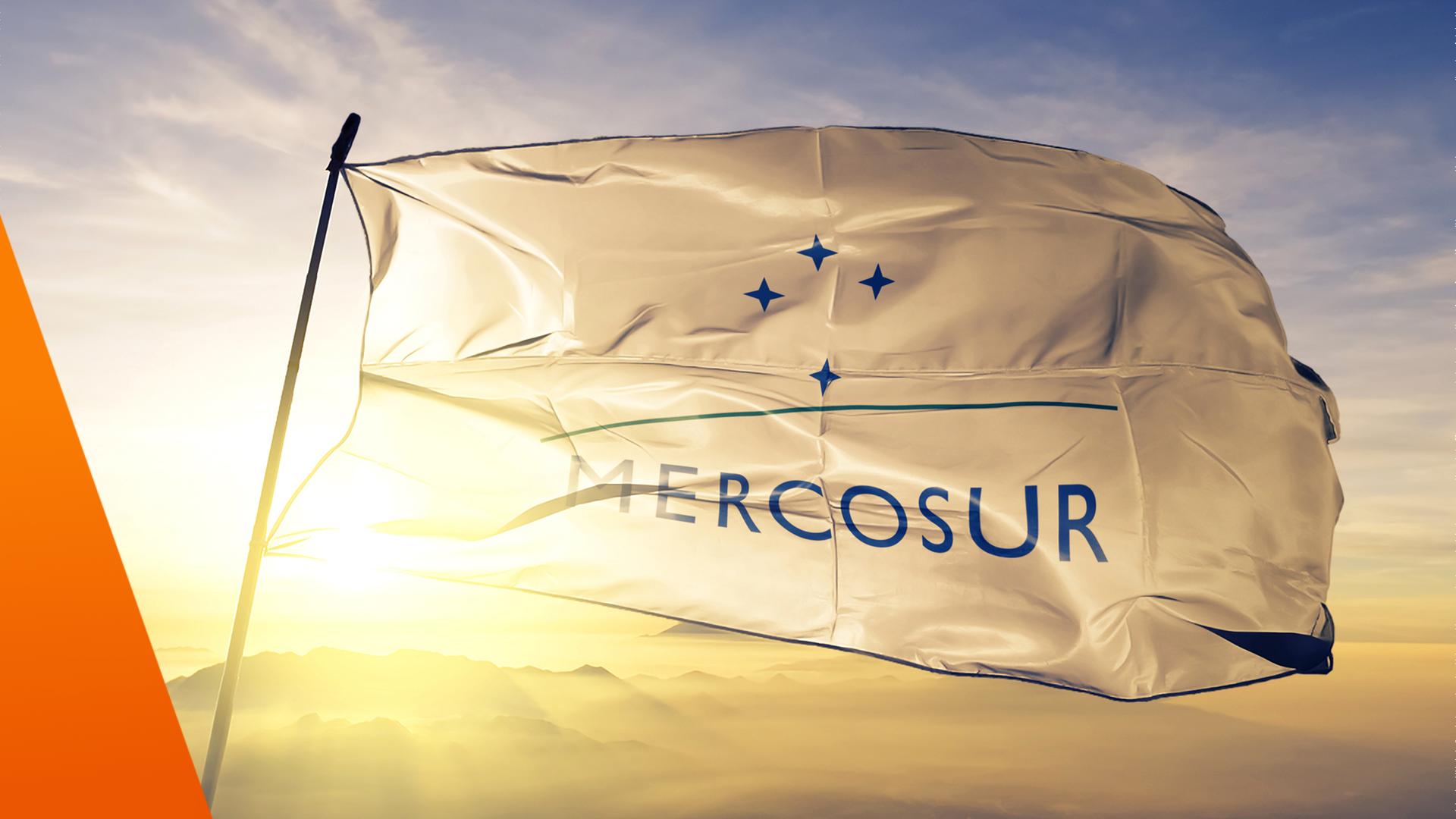 Fahne mit Schriftzug "Mercosur"