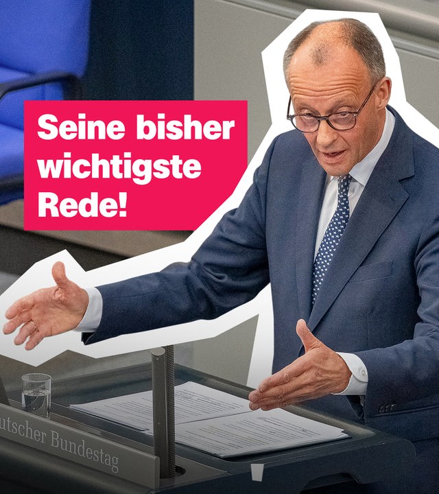 Bundeskanzler Friedrich Merz hält eine Rede im Bundestag.