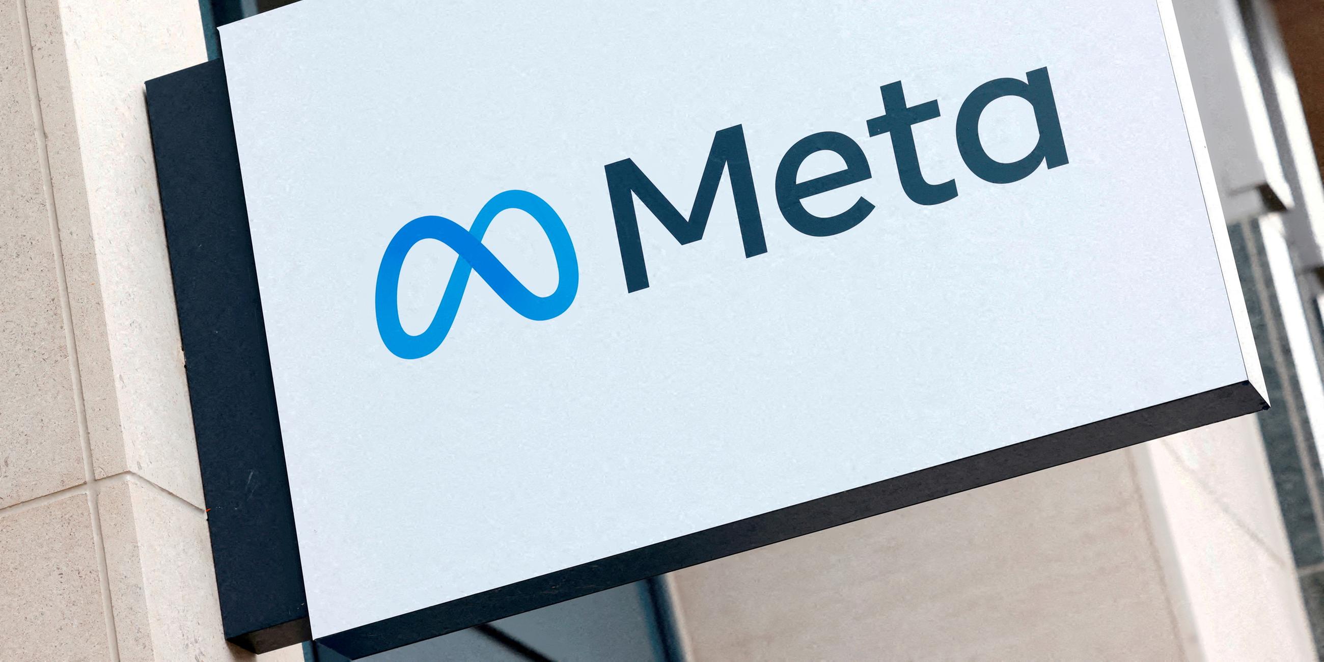 Logo der Unternehmensgruppe von Meta Platforms in Brüssel
