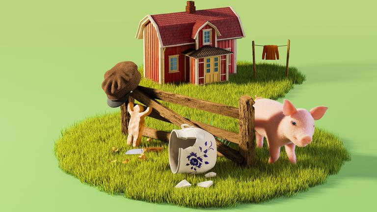 Die Welt von Michel aus Lönneberga ist grün. Neben seinen Streichen sind ihm wichtig: sein Ferkelchen, die Suppenschüssel und die geschnitzten Männchen.