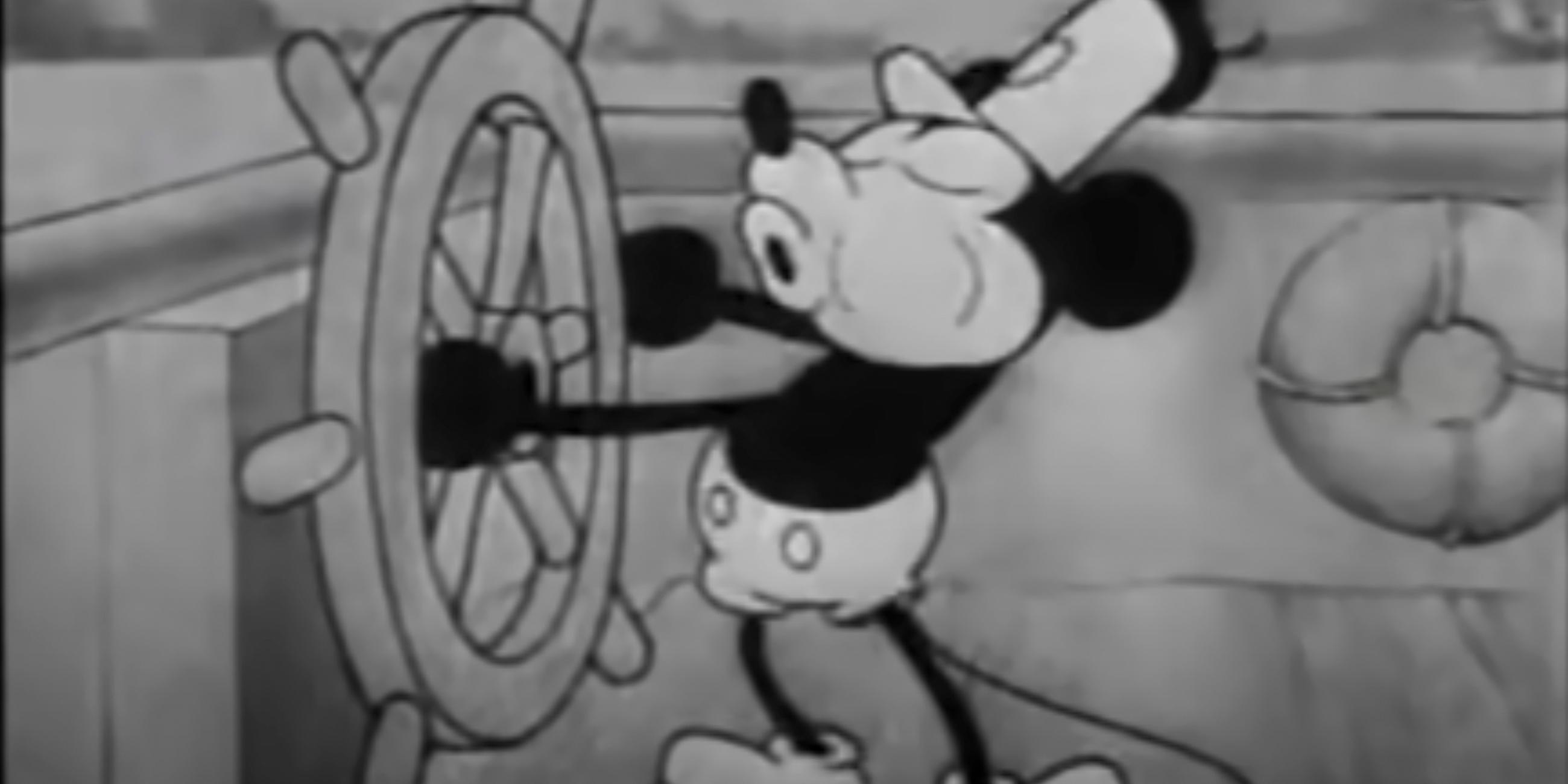 Mickey Maus im Zeichentrickkurzfilm „Steamboat Willie“ aus dem Jahr 1928.