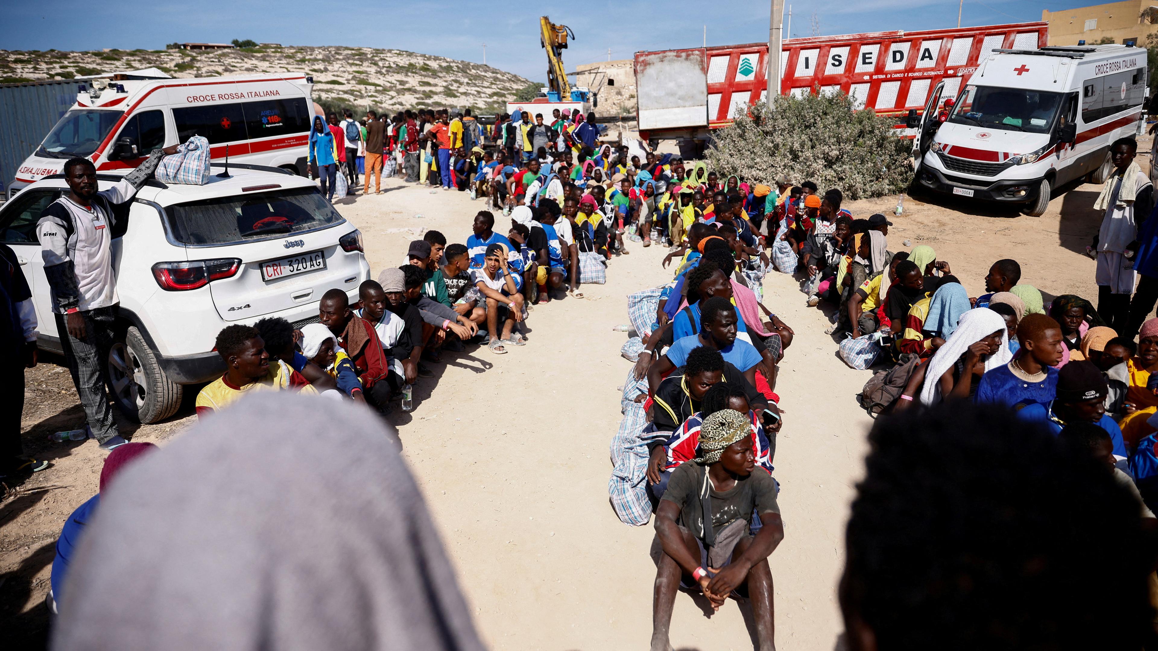 Migranten auf der Insel Lampedusa