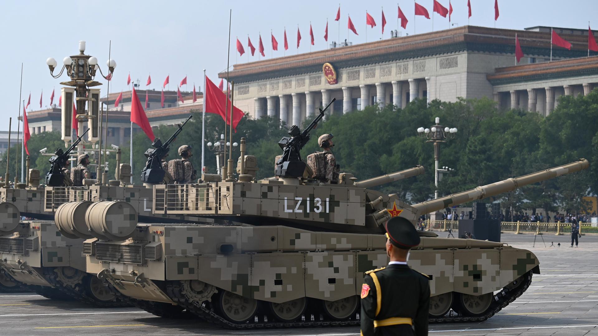 Ein Panzer auf der chinesischen Militärparade
