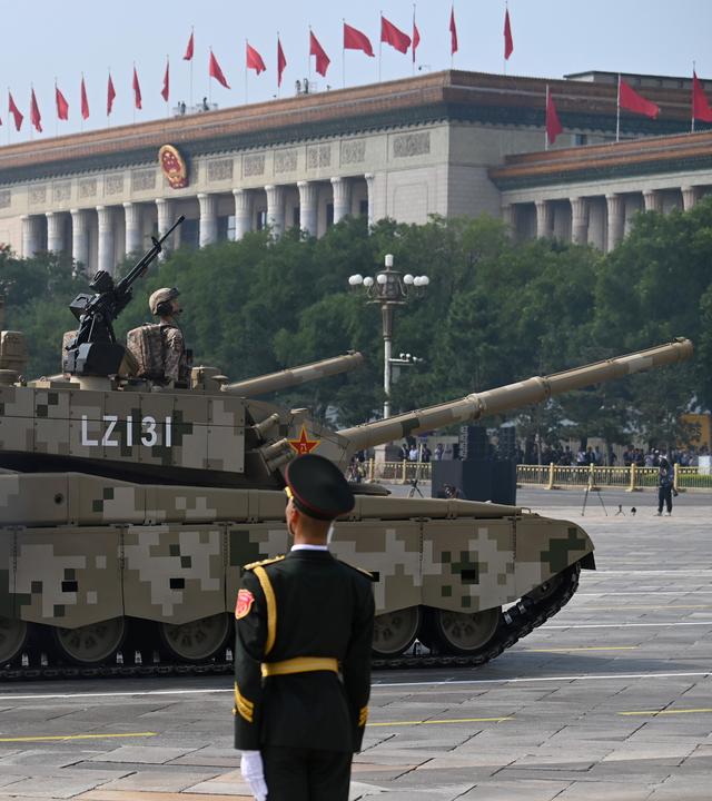 Ein Panzer auf der chinesischen Militärparade