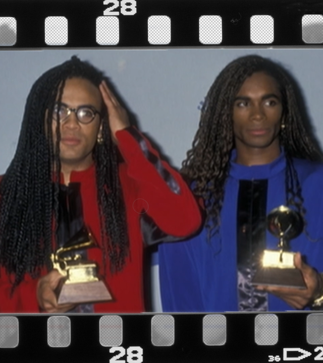 Die Mitglieder des Discopop-Duos "Milli Vanilli" Fab Morvan und Rob Pilatus bei den Grammys 1990.