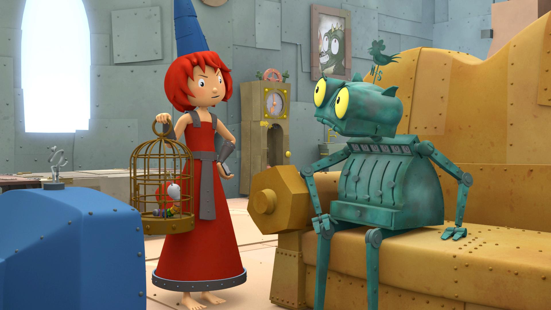 Bö (Mitte links) hält Rösti (Mitte rechts) eine ordentliche Standpauke. Rösti blickt sauer von der Couch zu ihr.