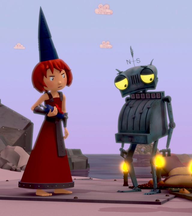 Bö steht dem enttäuschten Röst und Koks gegenüber. Im Hintergrund leuchten Kerzen am Strand.