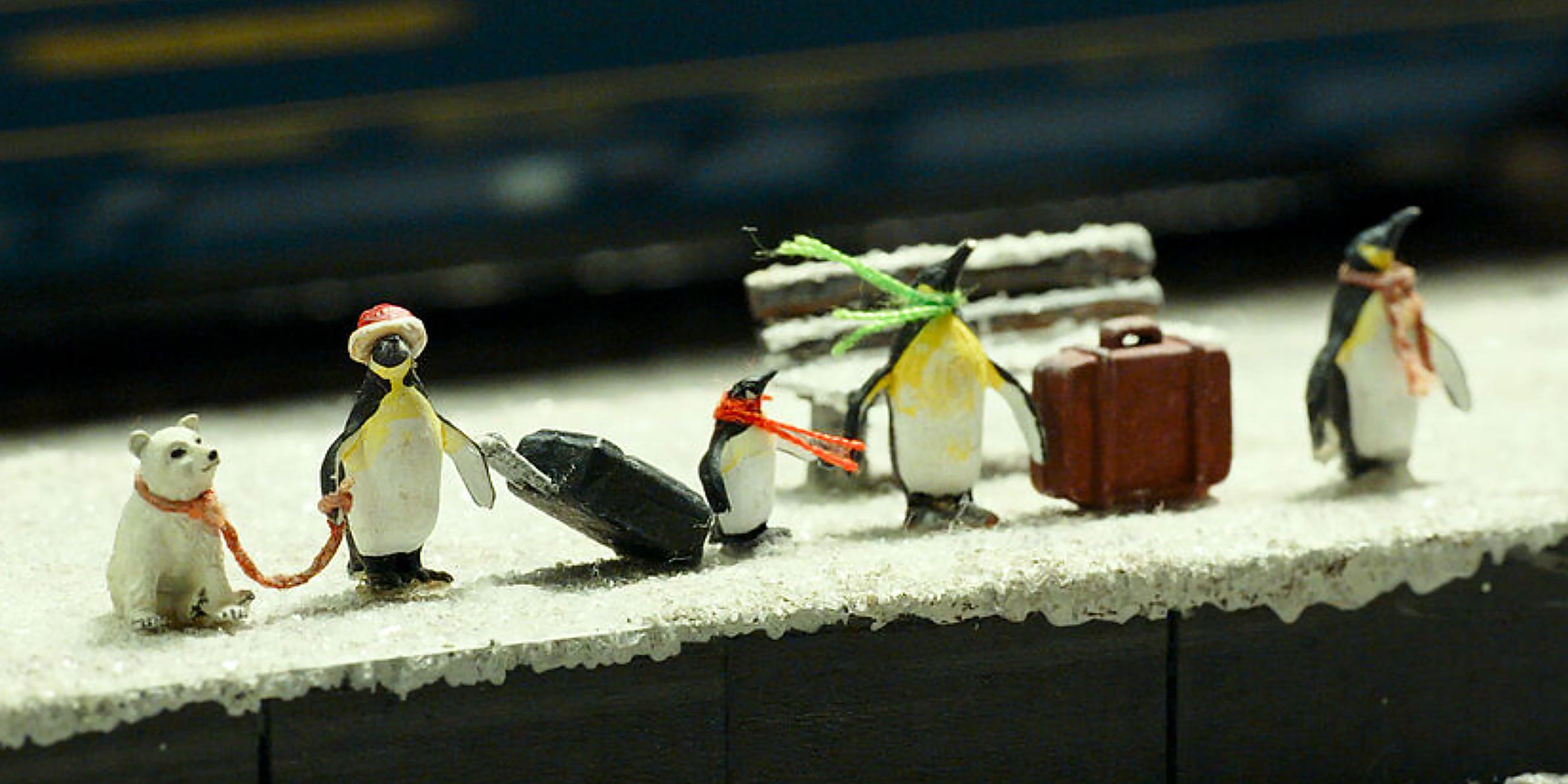 Miniatur Wunderland: Pinguine am Bahnsteig