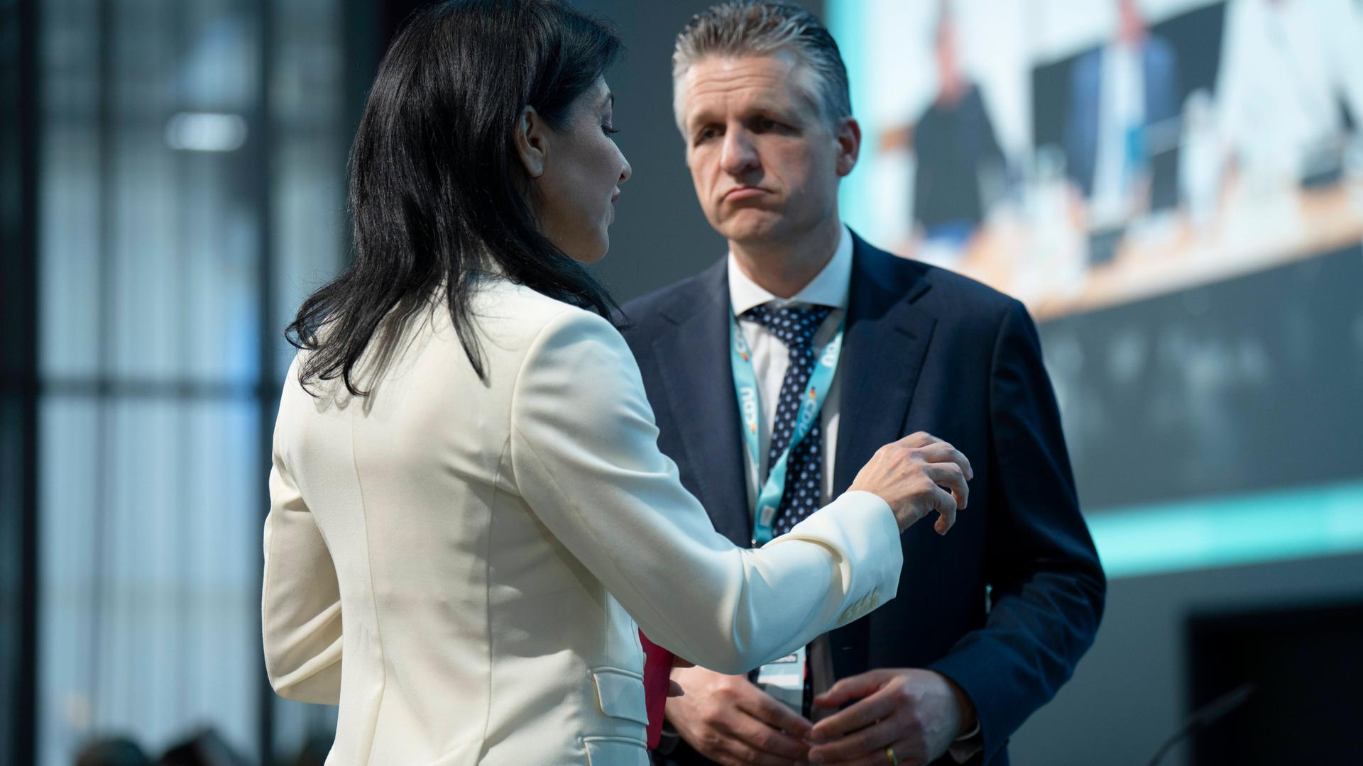 Katherina Reiche, designierte Bundeswirtschaftsministerin, designierte Kanzleramtsminister und Thorsten Frei.