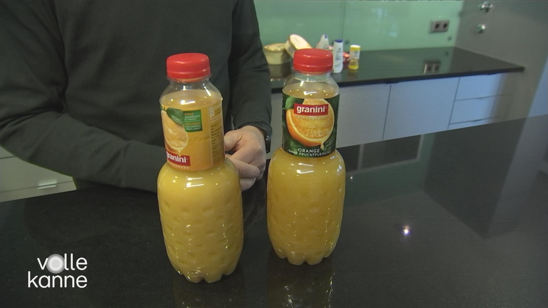 Saftflaschen im Bild, die Mogelpackung des Jahres wurden