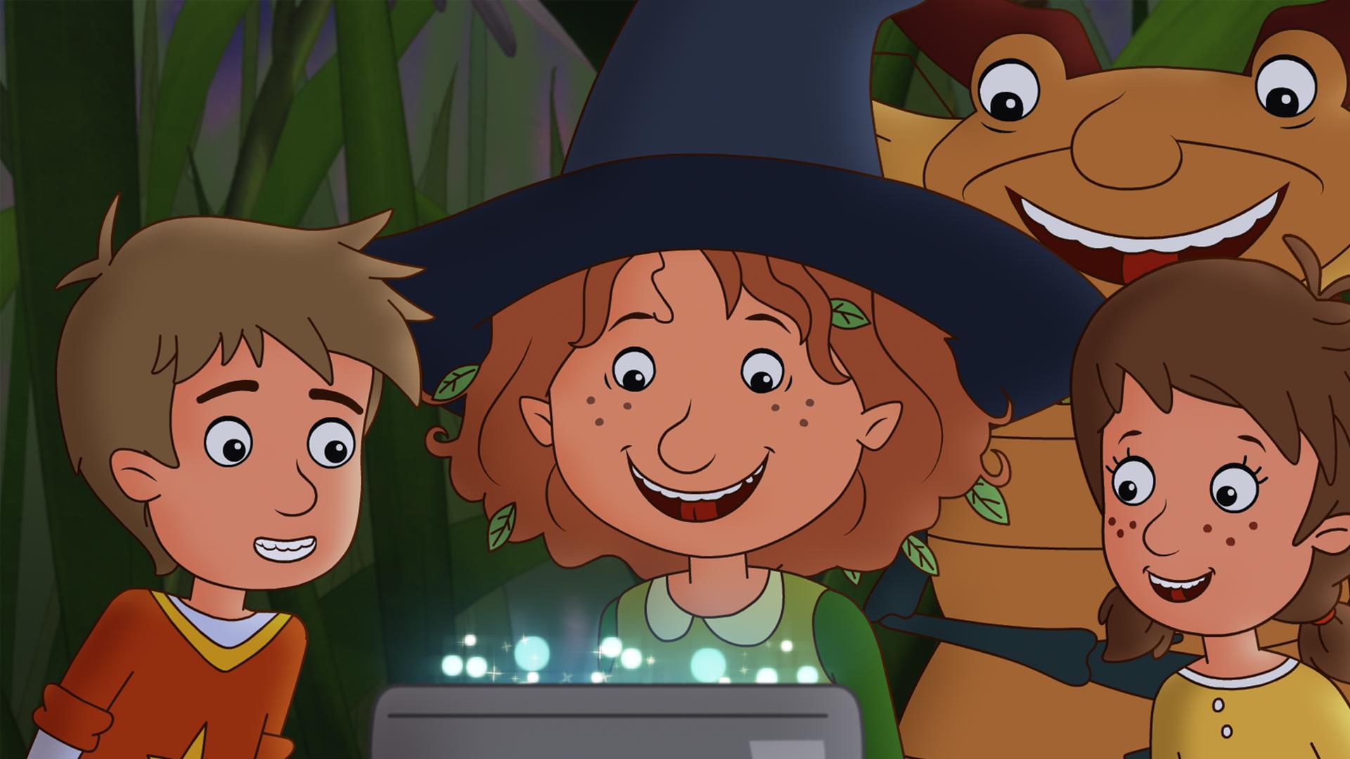 Ob Petronella (Mitte) den richtigen Zauberspruch findet, damit die Mondglockenblume sie freilässt?