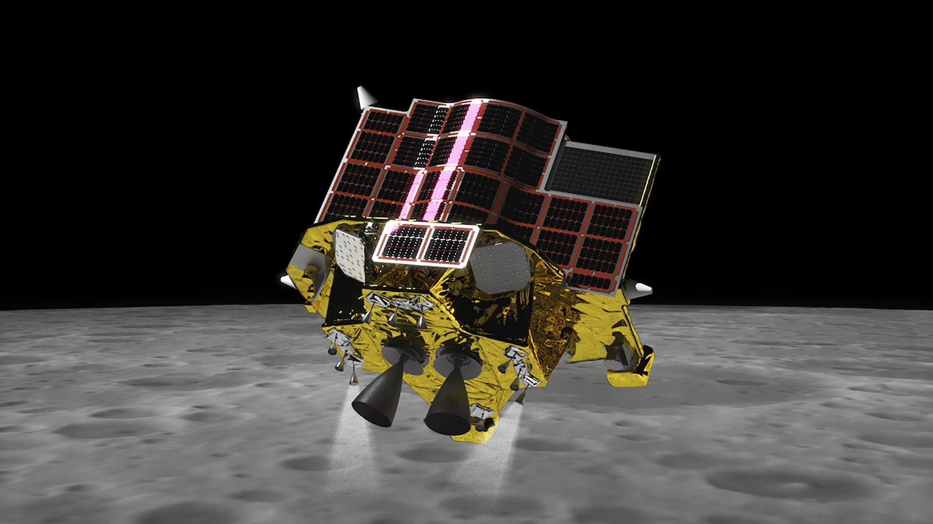 Die japanische Sonde "SLIM" während der Mondlandung