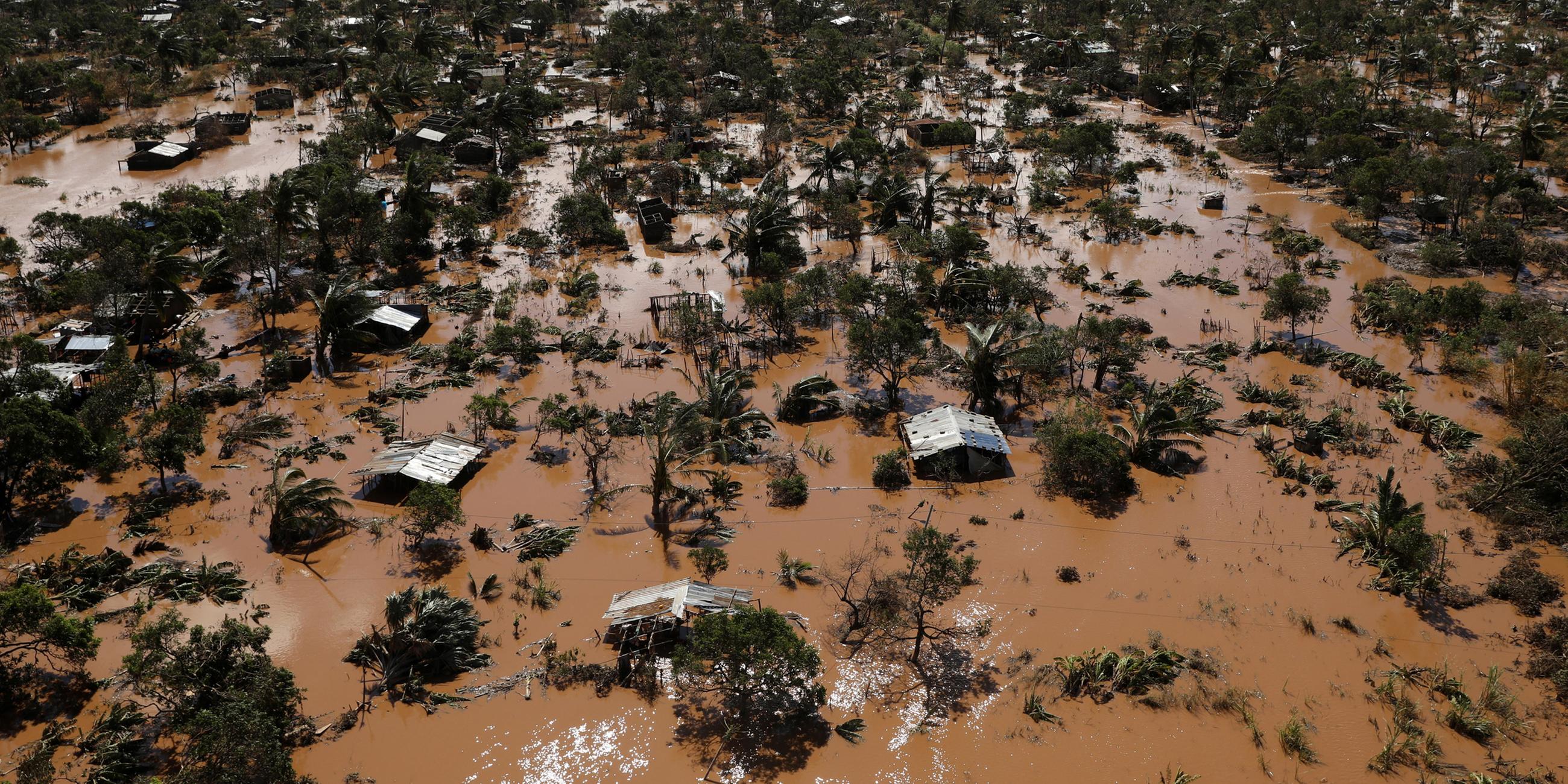 Überschwemmte Landschaft am 21.03.2019 in Mosambik